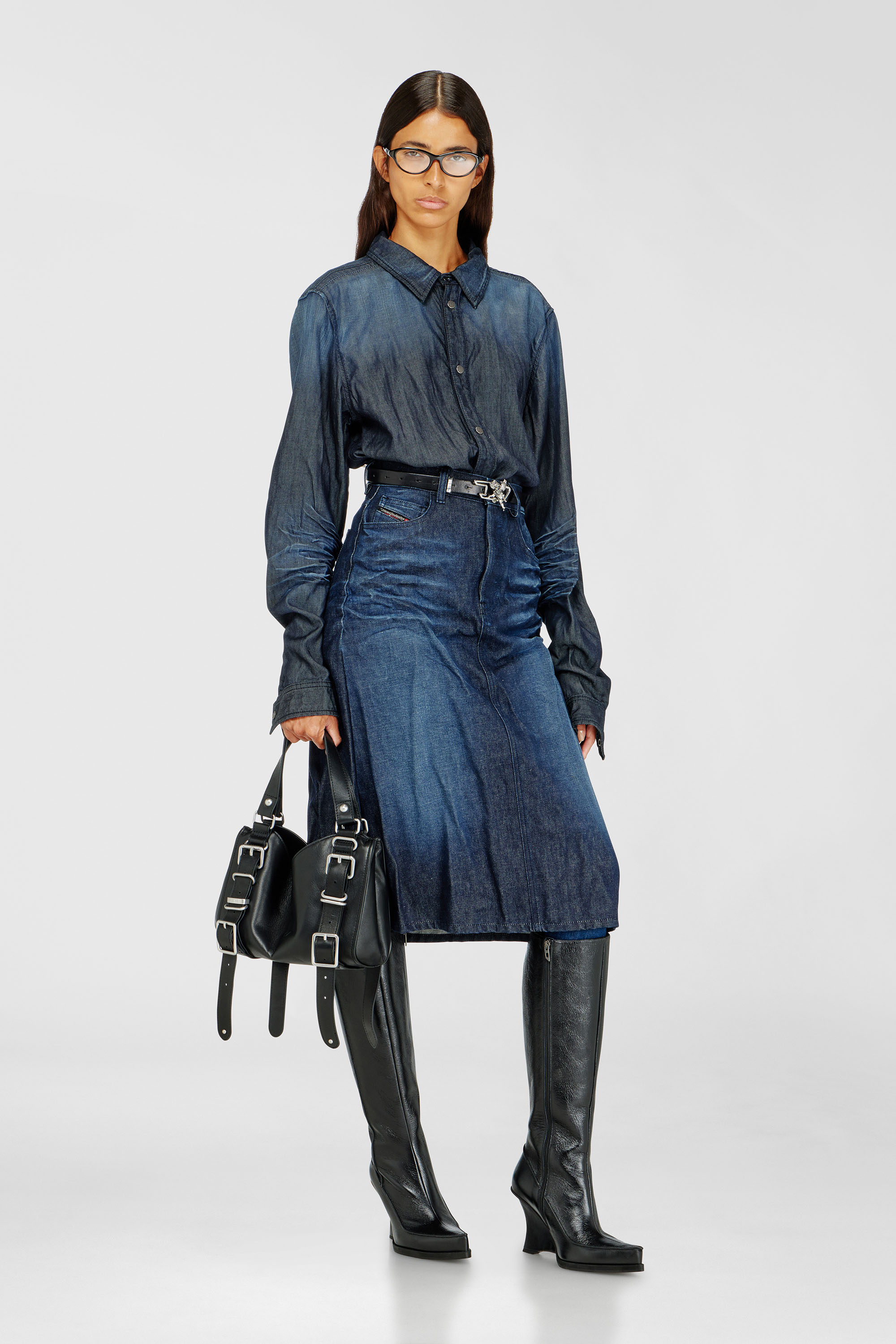 Diesel - D-LUCETTE-90-KB W, D-Lucette-Stivali al ginocchio in pelle Donna in Nero - 2