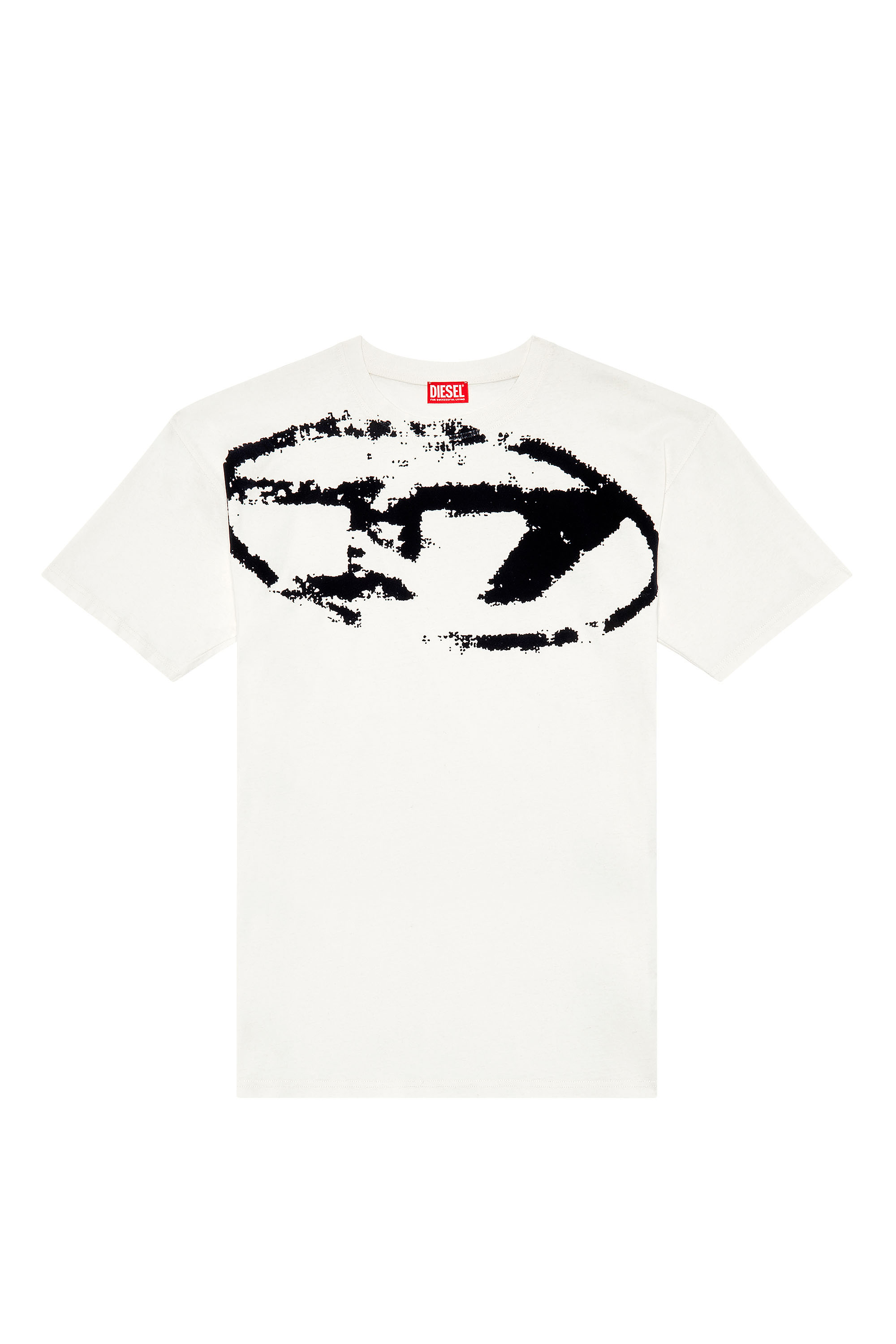 Diesel - T-BOXT-N14, T-shirt con stampa distressed floccata Uomo in Bianco - 2