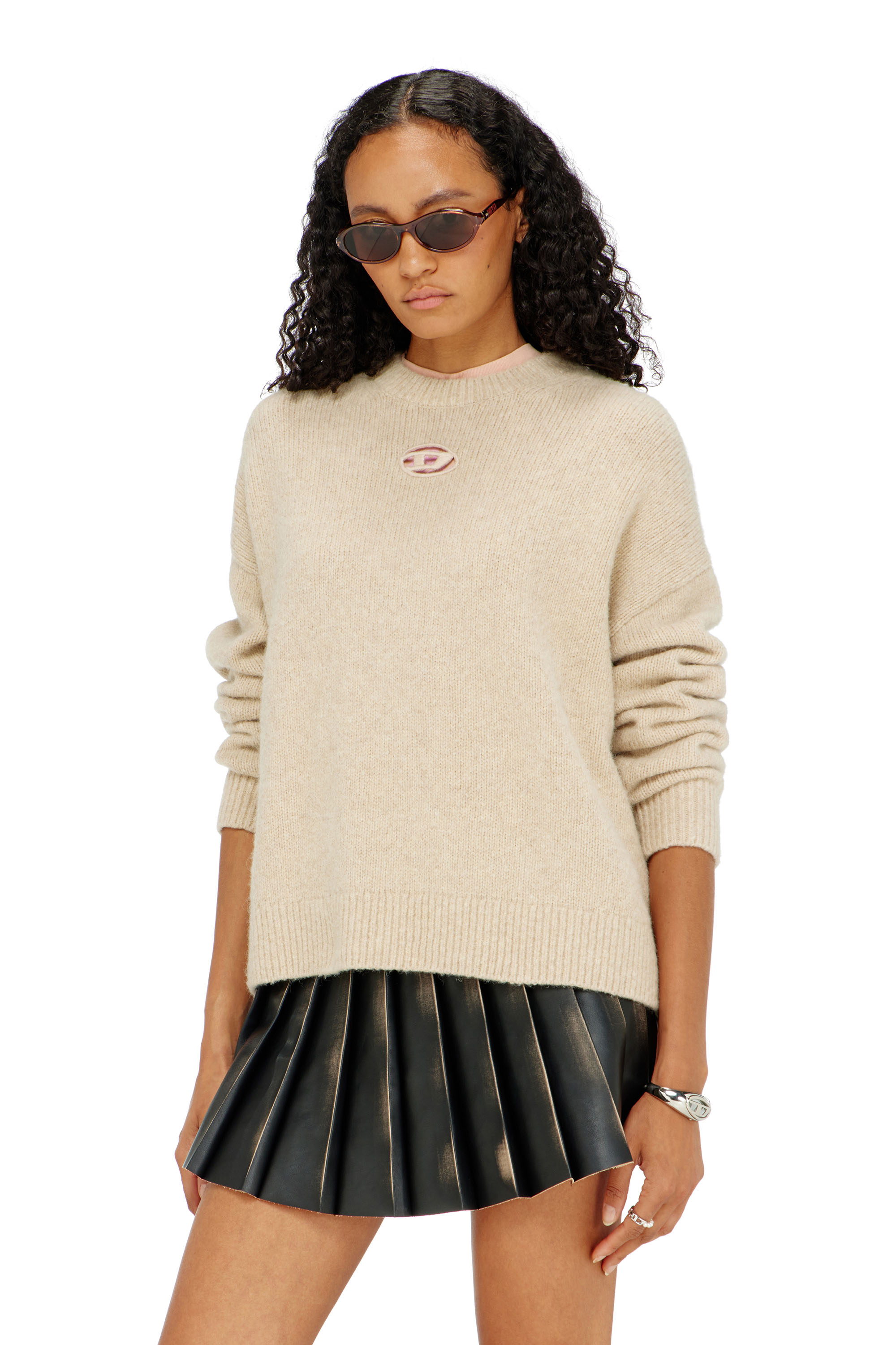 Diesel - M-AREETA, Maglia in misto lana e alpaca Donna in Beige - 1