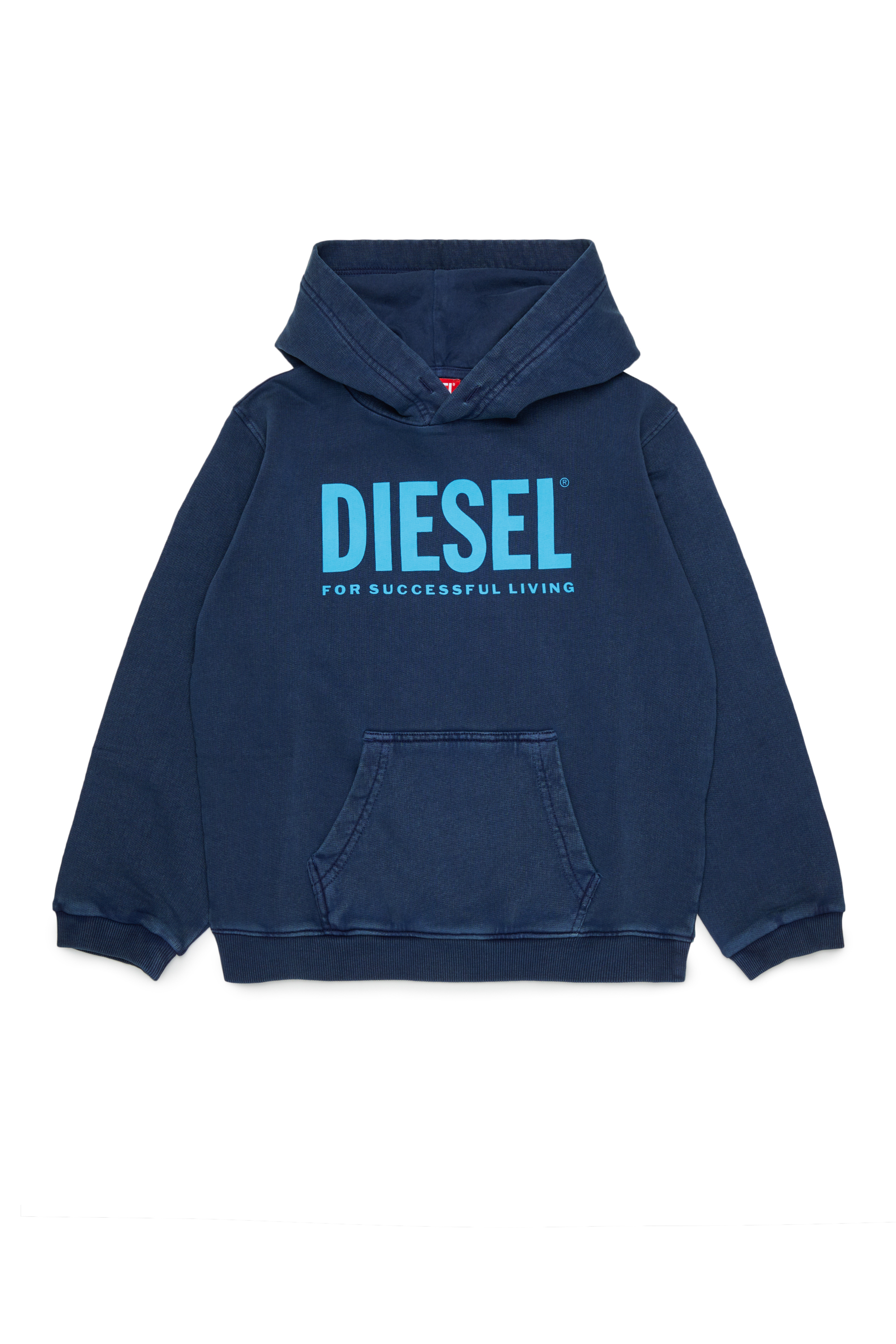 Diesel - STISEL OVER, Hoodie con maxi stampa logo Uomo in Blu - 1