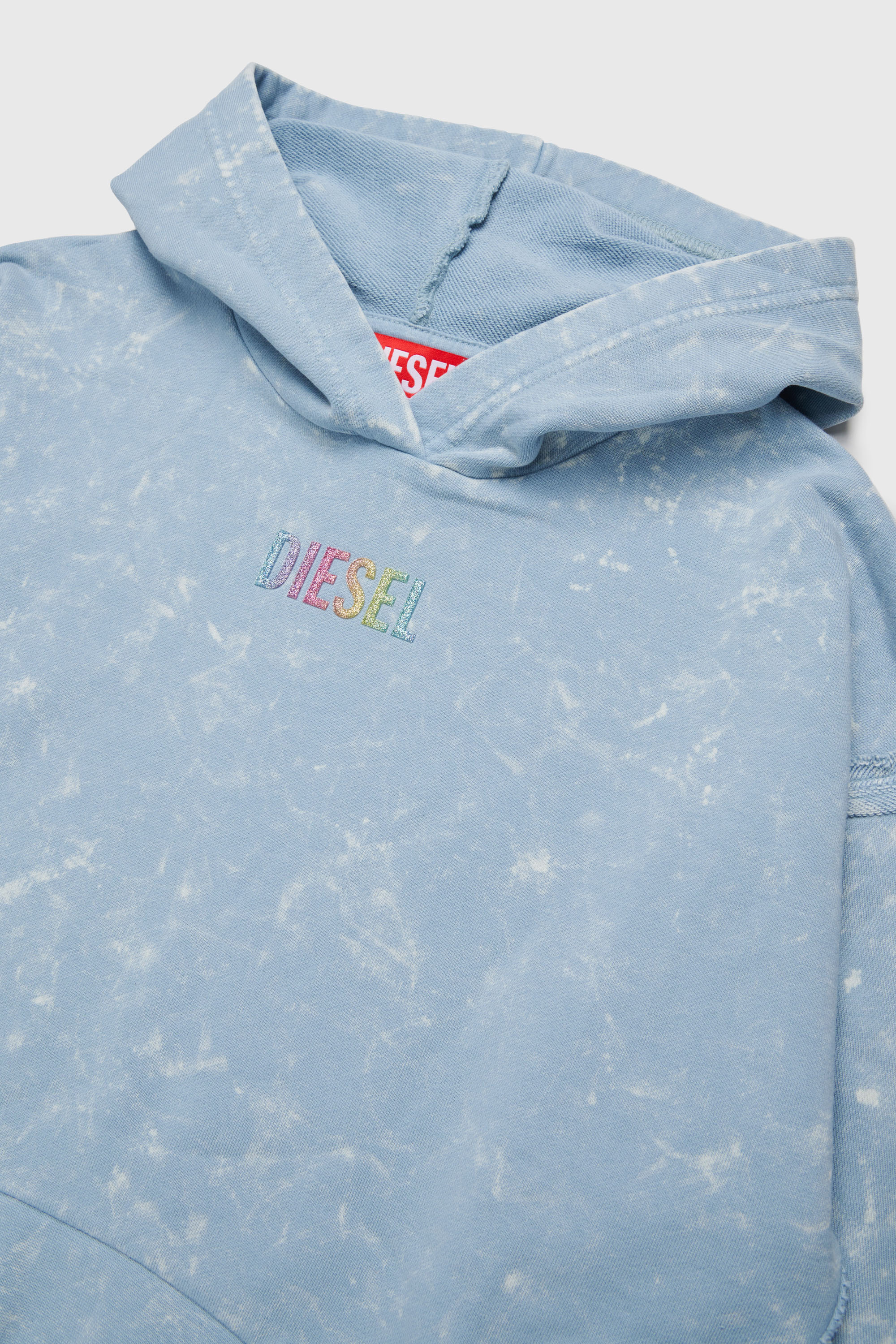 Diesel - SLOXY, Felpa con cappuccio effetto tie-dye con logo arcobaleno Donna in Blu - 3