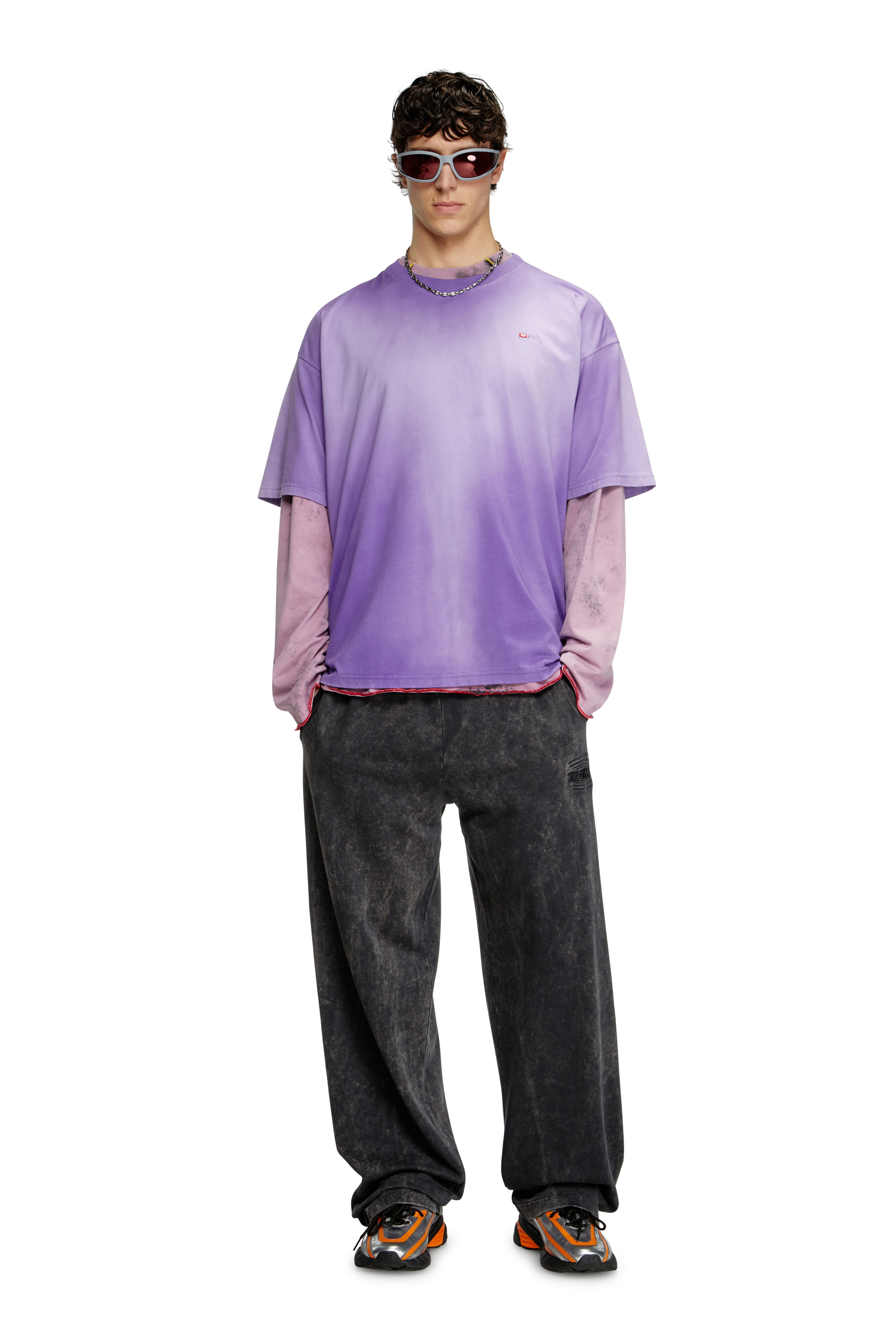 Diesel - T-BOXT-R27, T-shirt con micro logo ricamato Uomo in Viola - 2