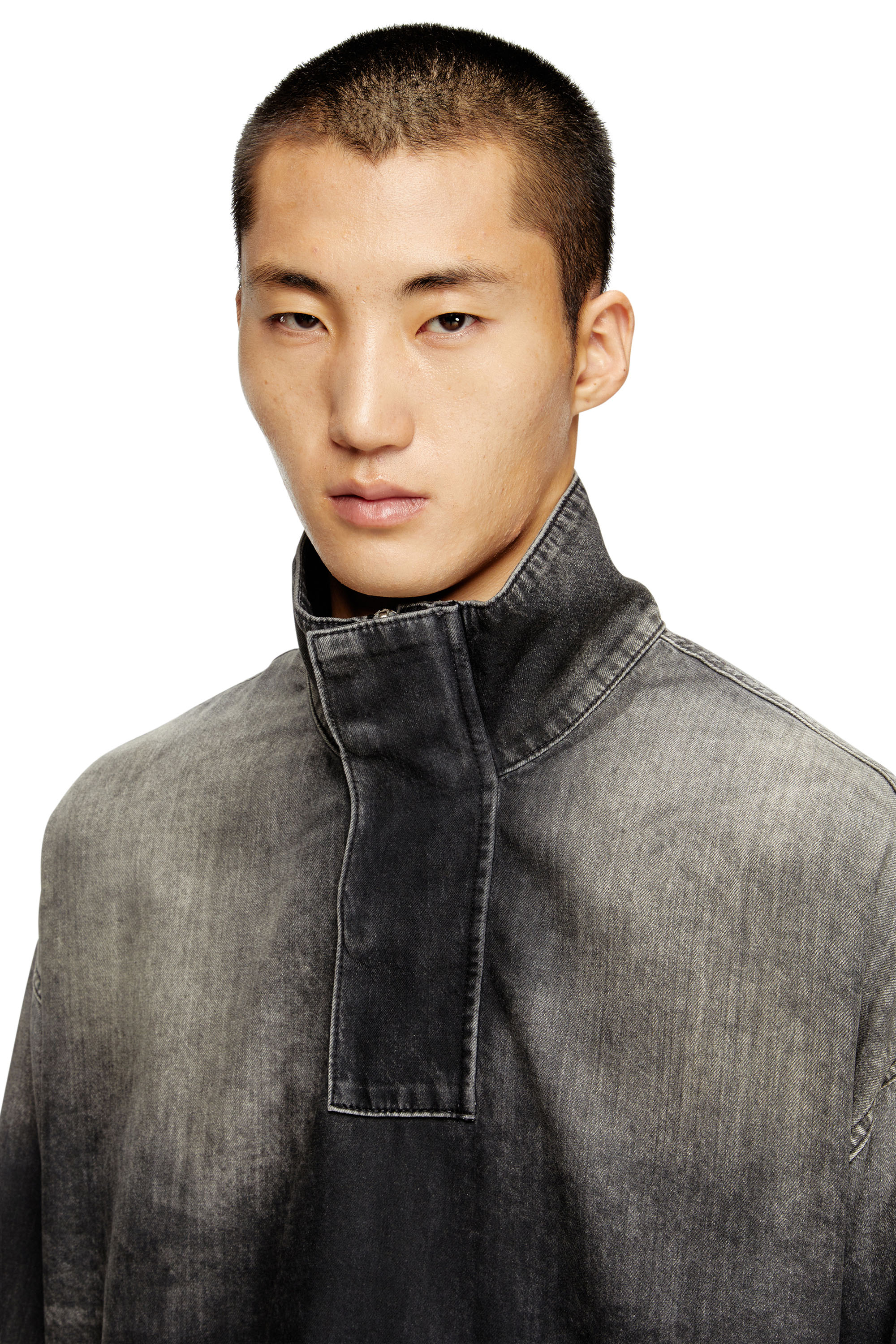 Diesel - D-FLOW-S3, Top in denim con collo mock Unisex in Nero - 5