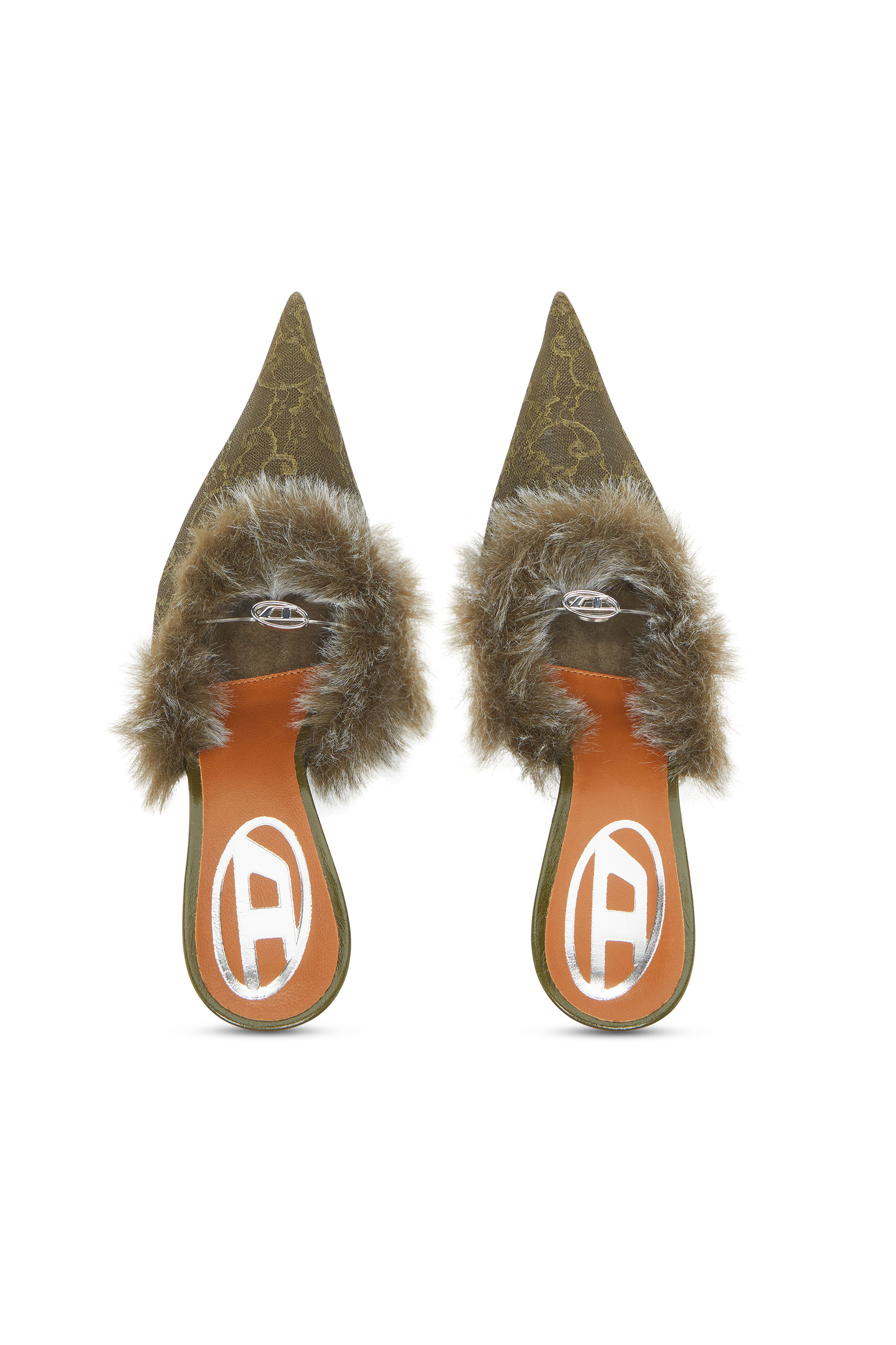 Diesel - D-JEWELS  MULE FUR 90, D-Ten&Half - Mules in nylon con bordo morbido Donna in Verde - 4