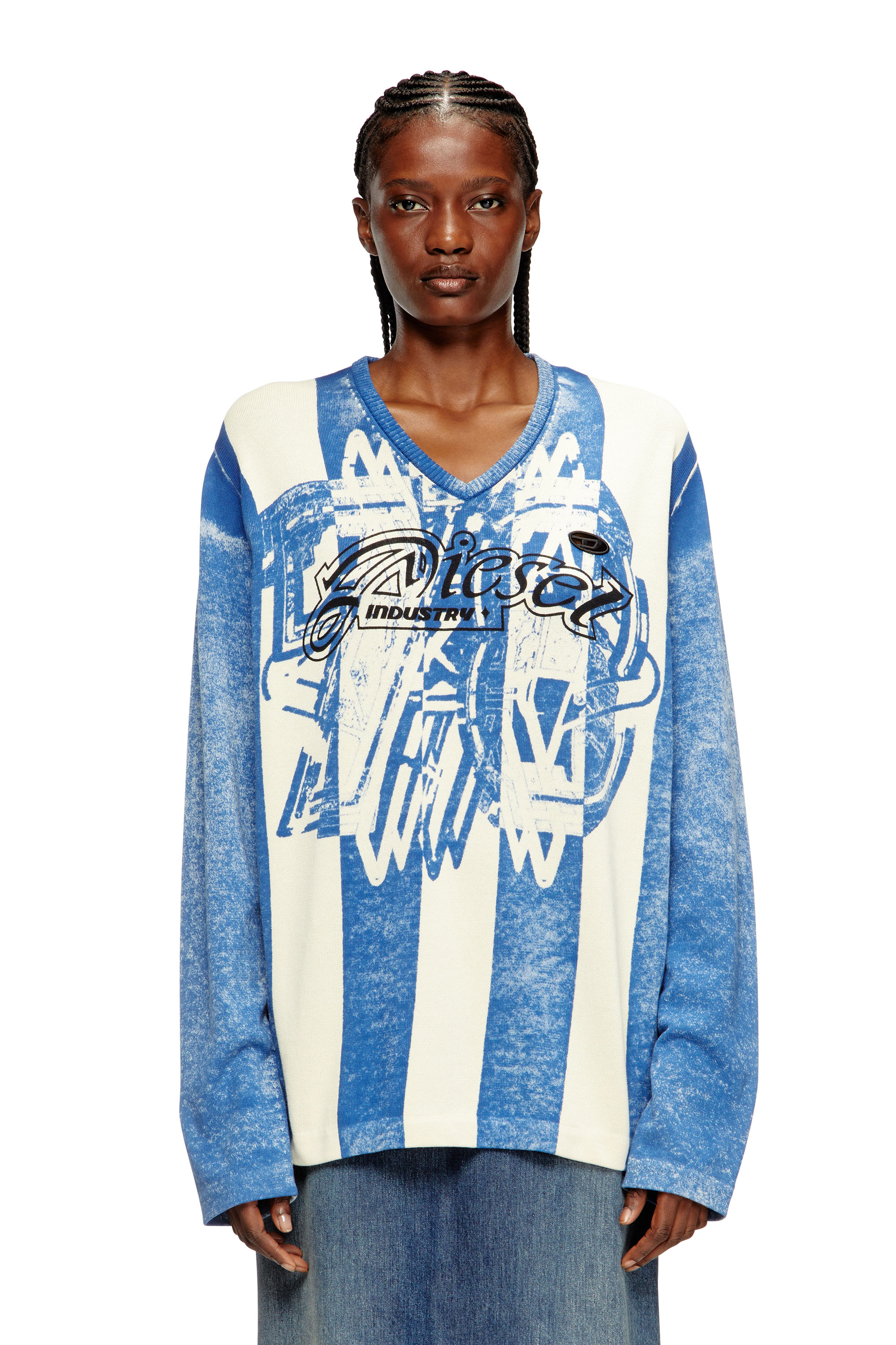 Diesel - K-OLIBA-V, Maglia a strisce con stampa interna Unisex in Multicolor - 1