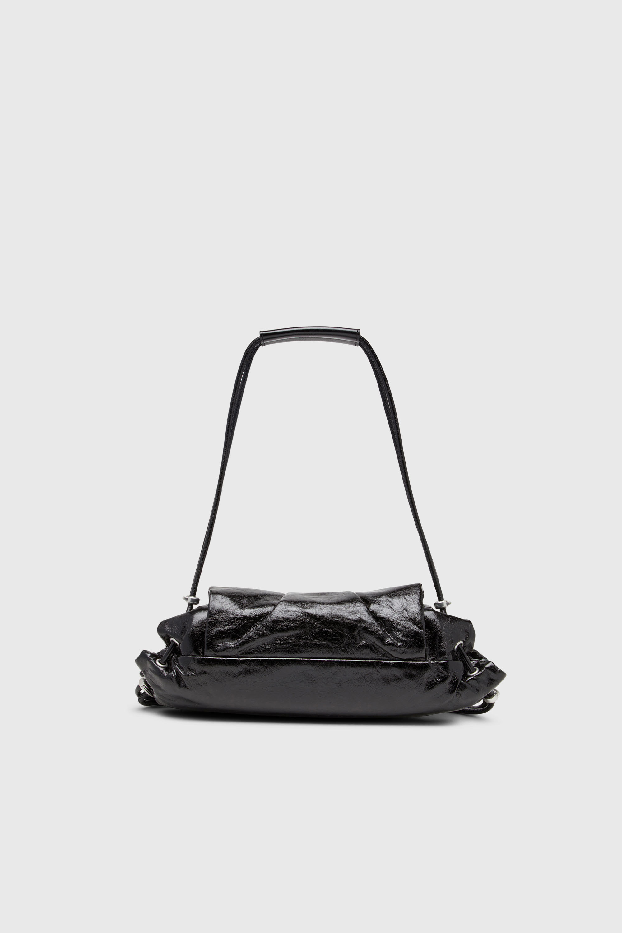 Diesel - SCRUNCH-D SHOULDER S, Scrunch-D-Borsa a spalla piccola arricciata in pelle lucida Donna in Nero - 3