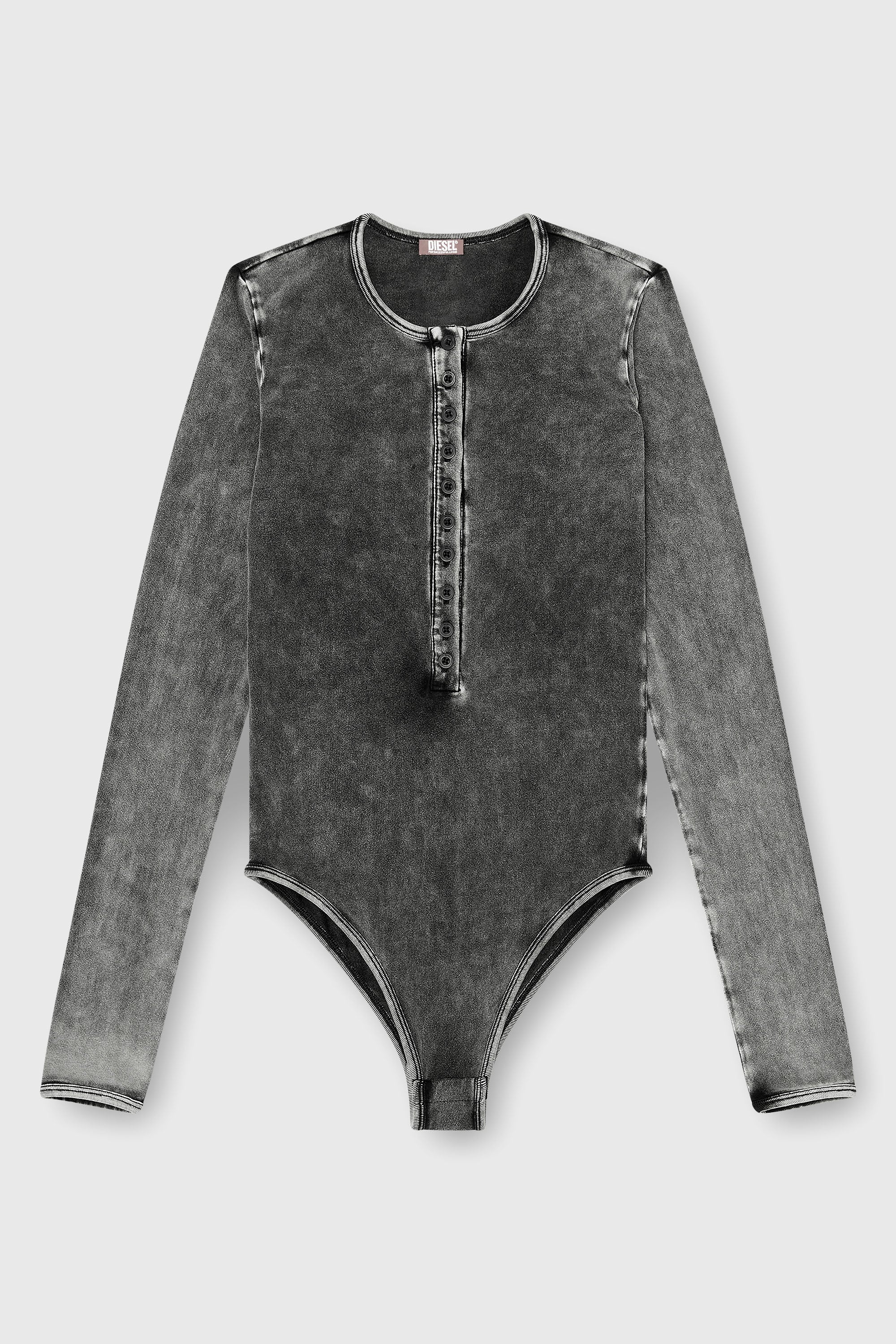 Diesel - FRESYA-DNM, Body in cotone con chiusura frontale a bottoni Donna in Grigio - 2