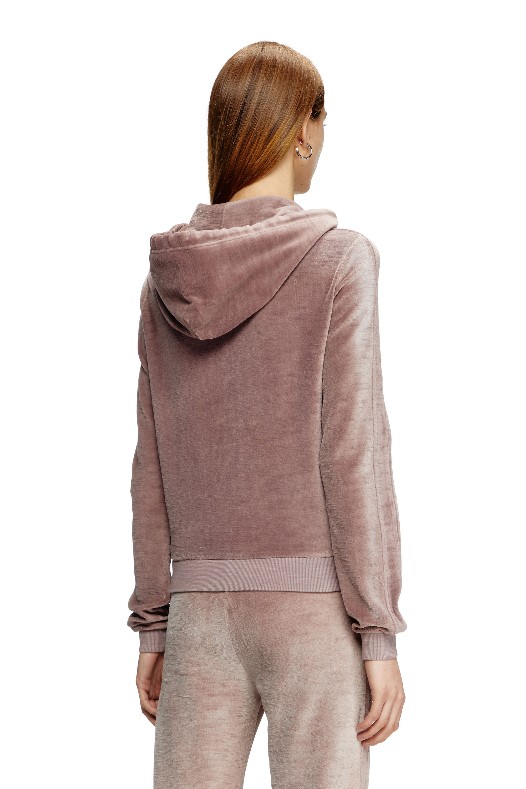 Diesel - F-ELY-Q1, Hoodie con zip in ciniglia faded Donna in Rosa - 3