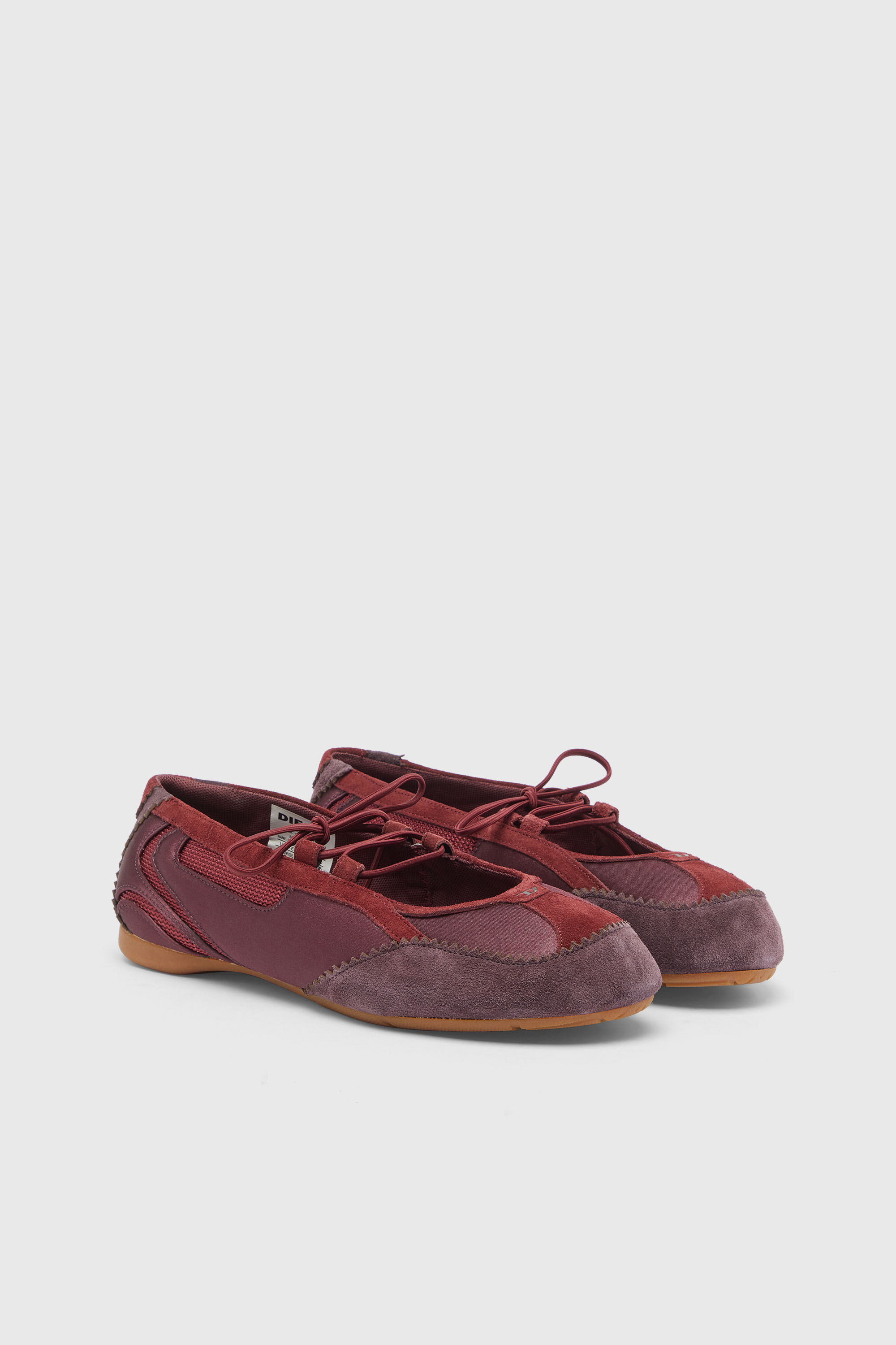 Diesel - D-MILE BALLERINA LACE UP II W, D-Mile - Ballerine stringate in pelle e mesh Donna in Rosso - 2