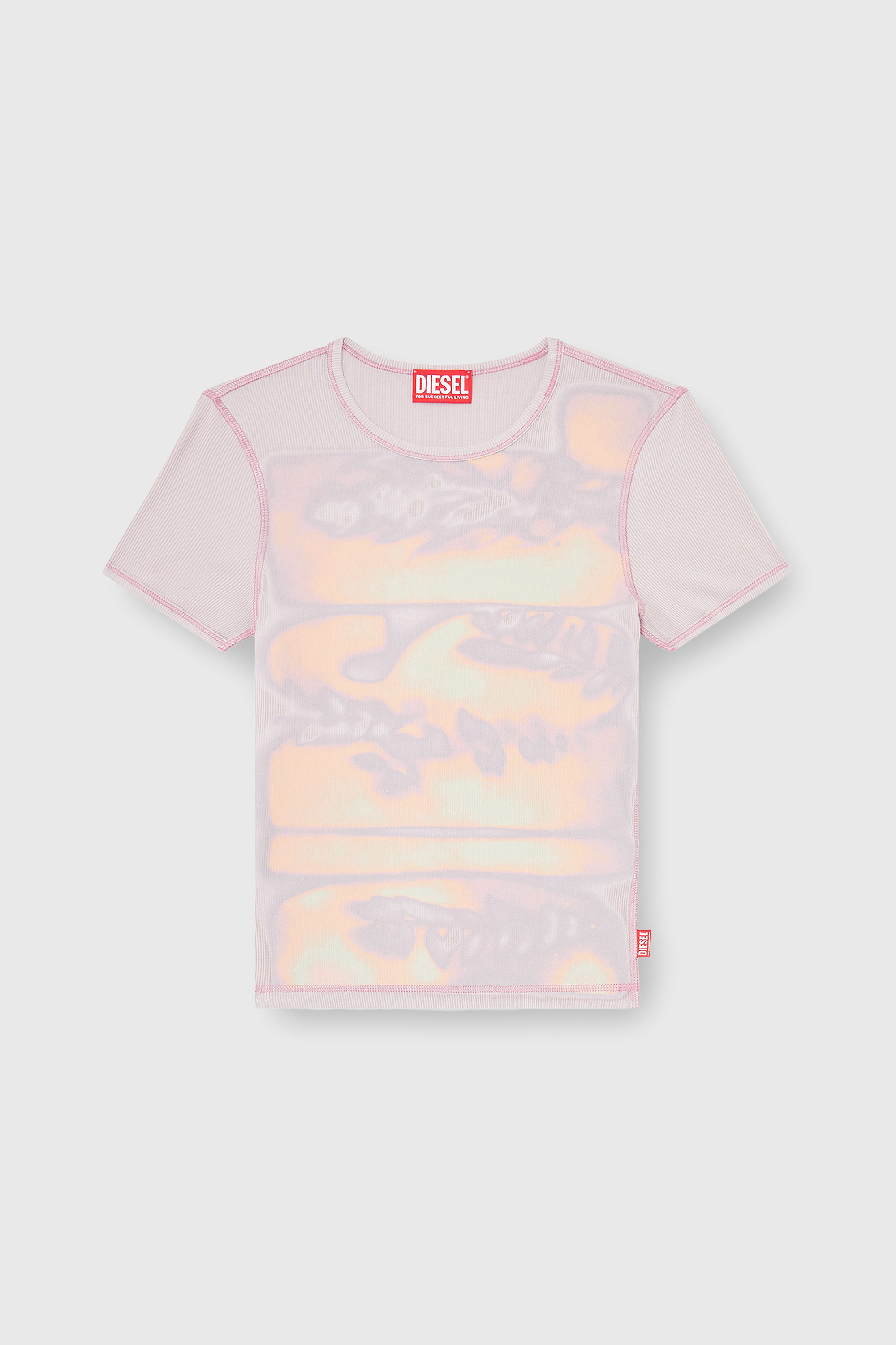 Diesel - T-ELE-LONG-AA1, Woman's Slim jersey top with graphic print in Lilac - 2