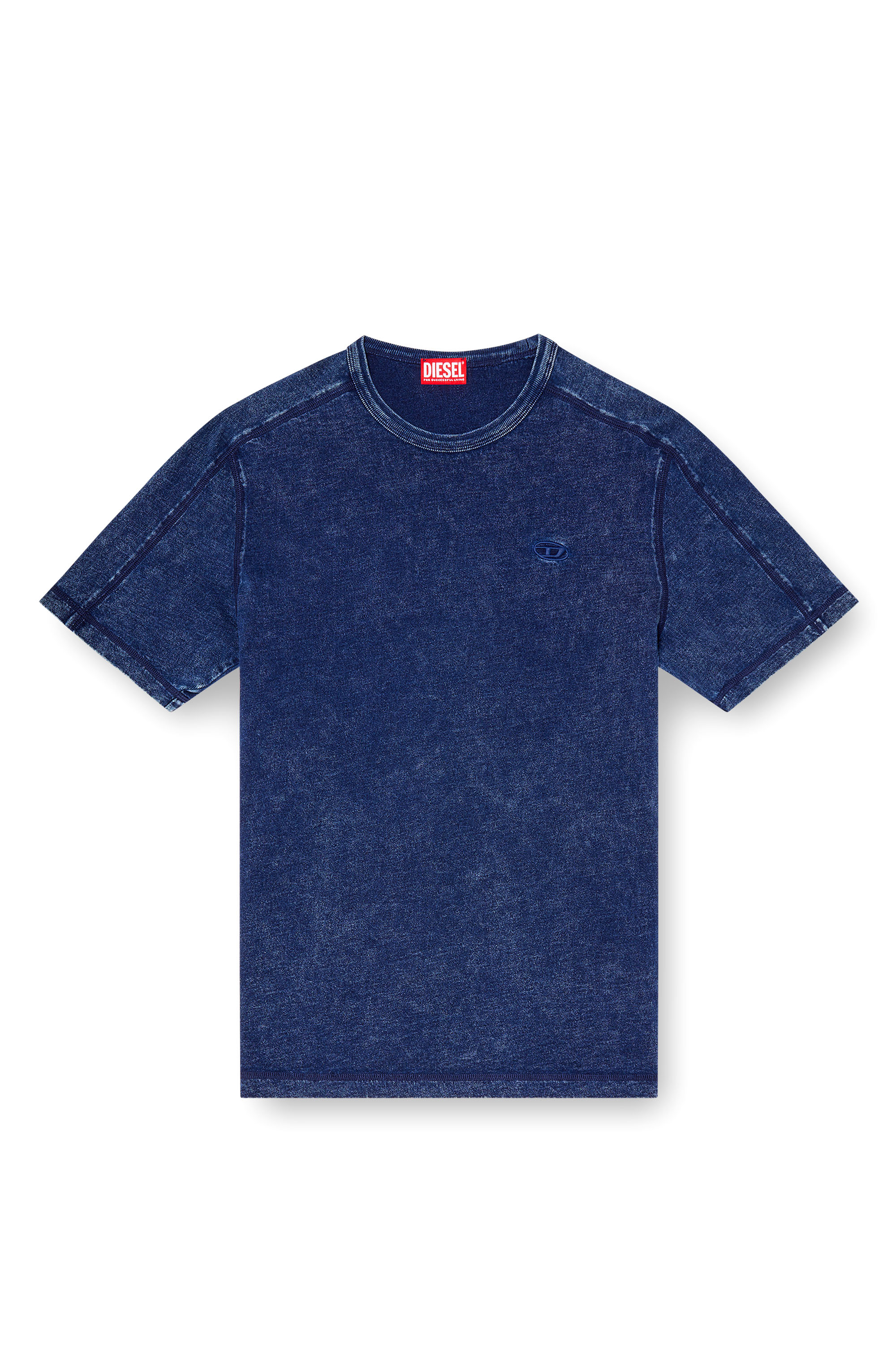 Diesel - T-ADJIND, T-shirt in jersey effetto denim Uomo in Blu - 3