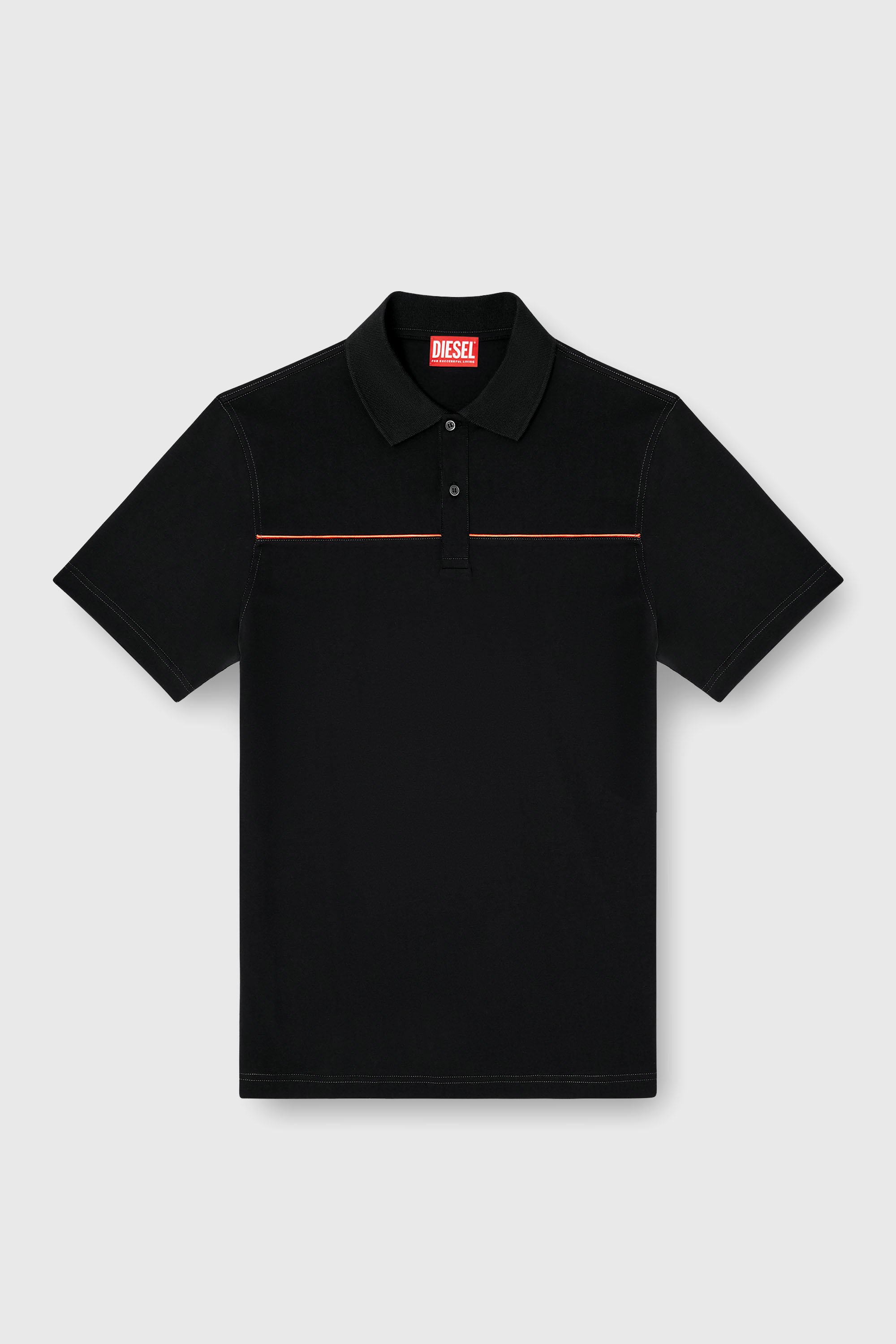 Diesel - T-REJUST-PIPING, Polo con profili a contrasto Uomo in Nero - 2