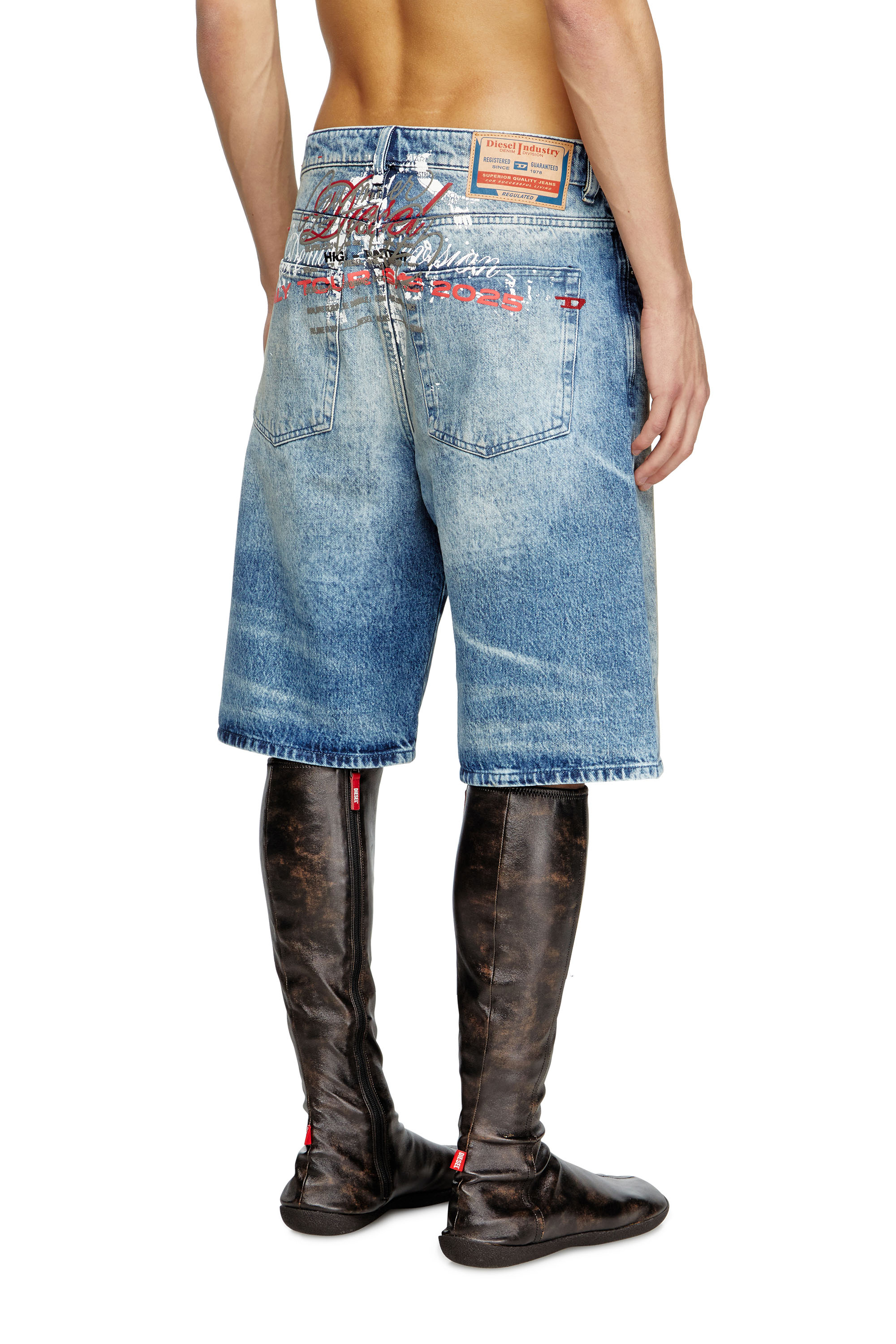 Diesel - D-RIXFORD-S, Short in denim con stampa DJ Uomo in Blu - 4