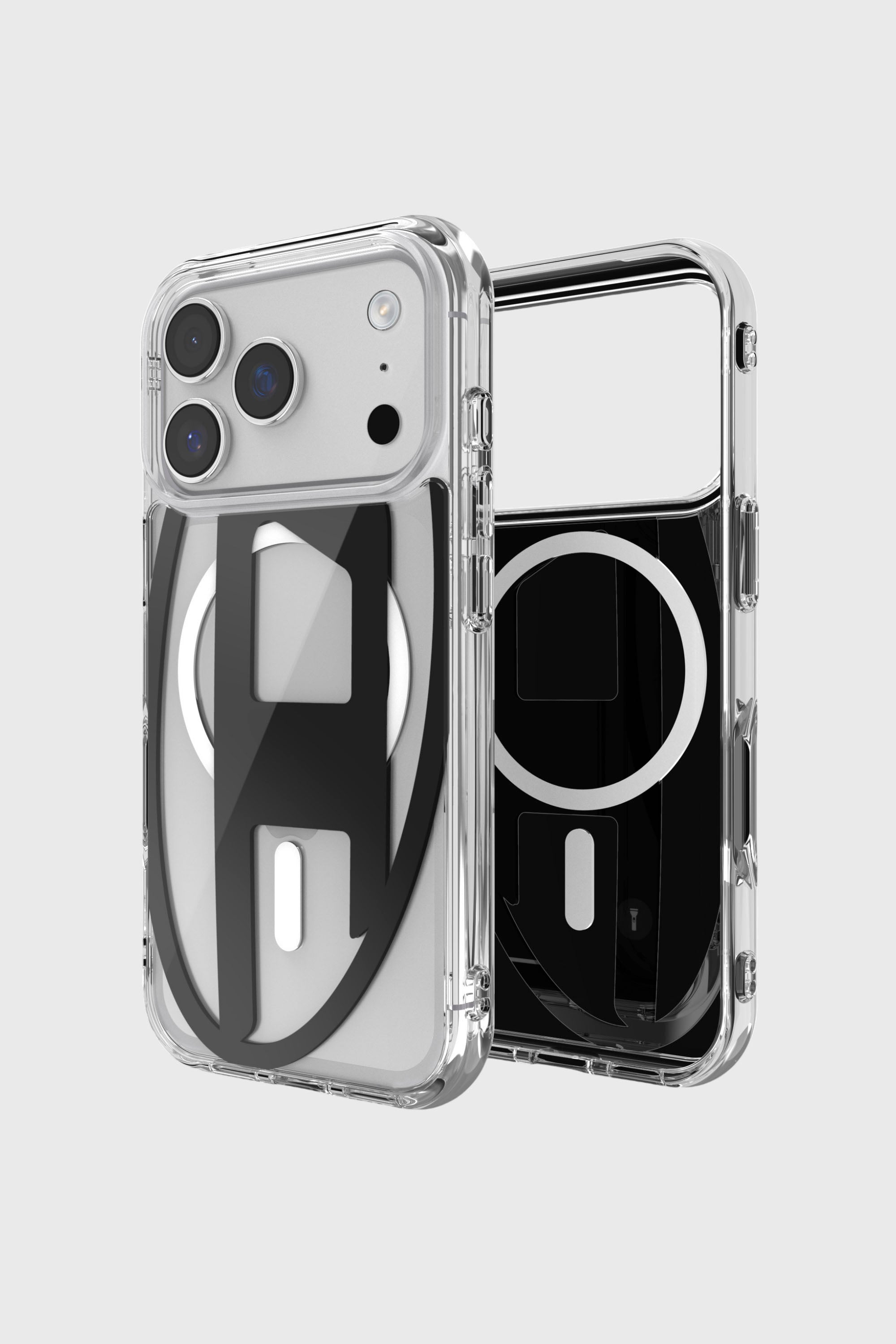 Diesel - 60417 AOP CASE, Custodia metallica Oval D con Magsafe per iPhone 17 Pro Unisex in Nero - 1