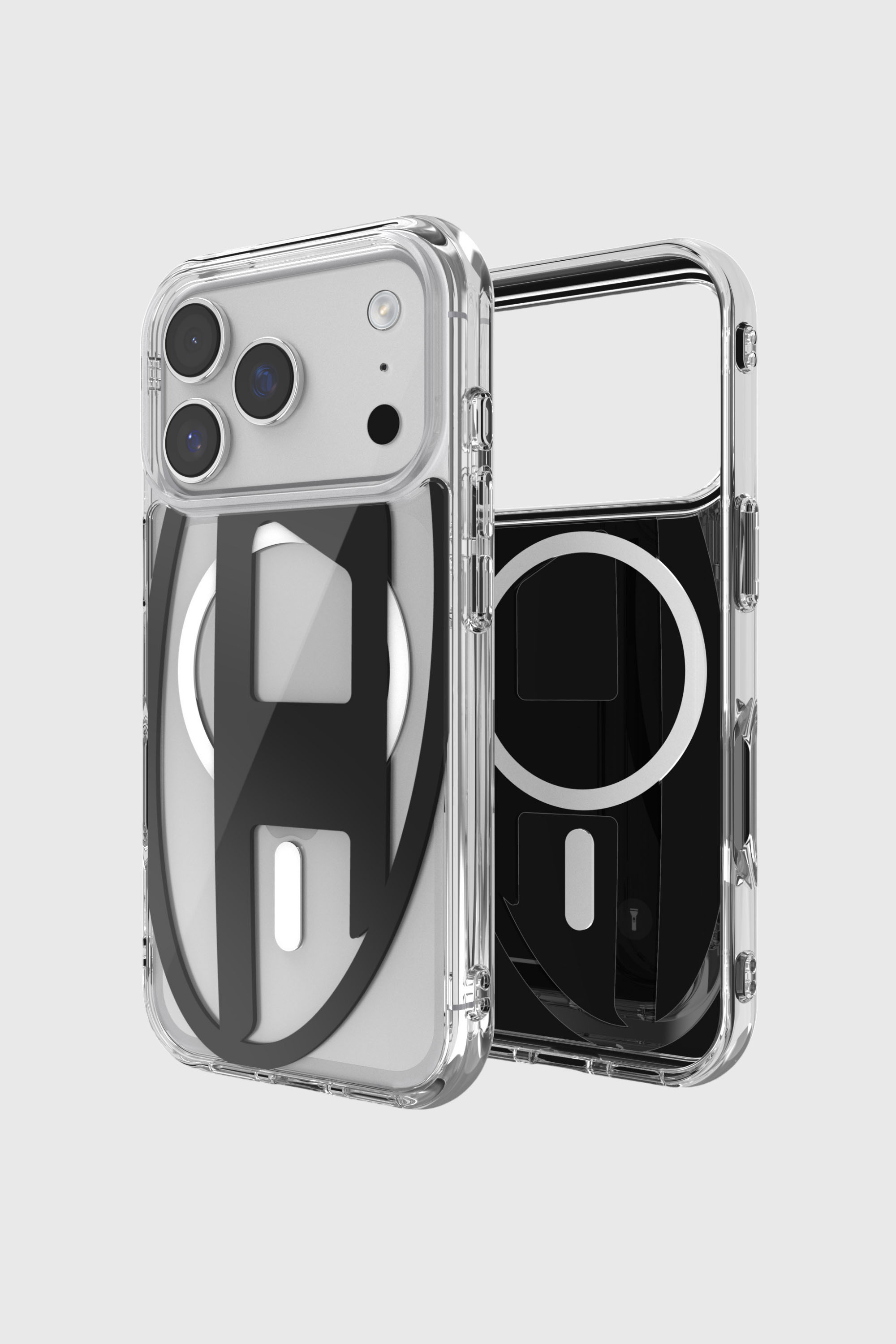 Diesel - 60417 AOP CASE, Custodia metallica Oval D con Magsafe per iPhone 17 Pro Unisex in Nero - 1