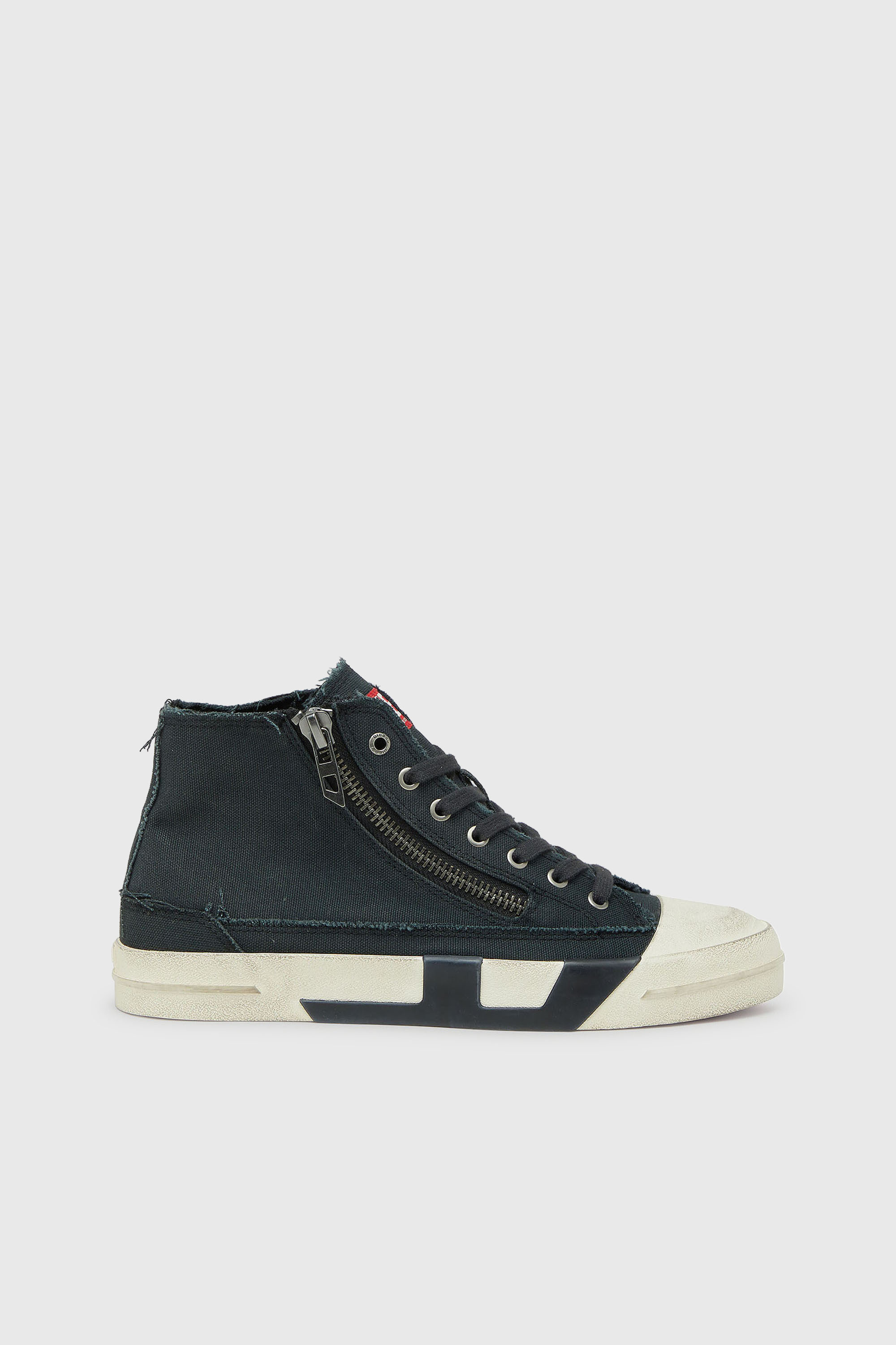 Diesel - S-D-VERSE ZIP MID II, S-D-Verse - Sneakers in canvas sfrangiato con logo D Uomo in Nero - 1
