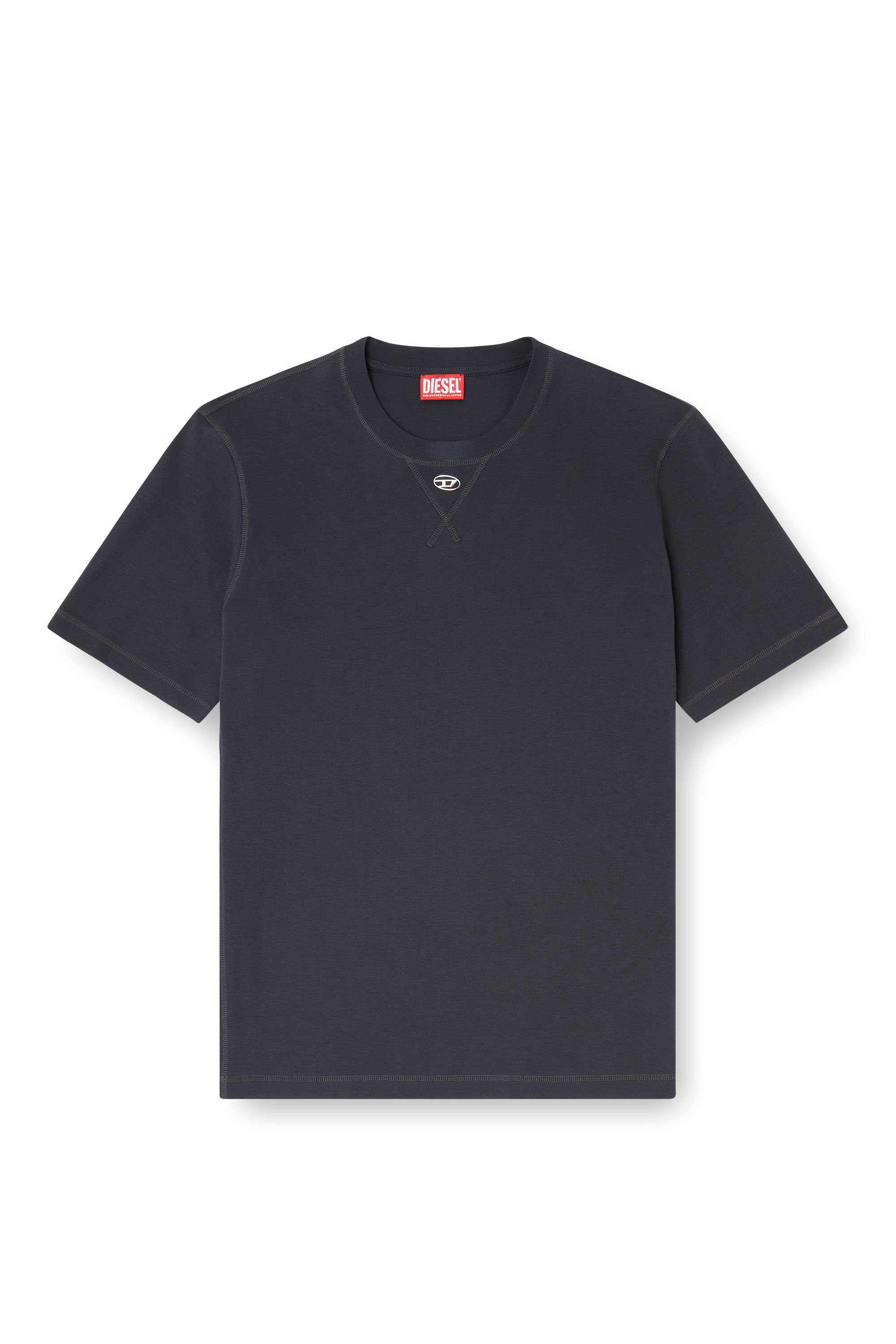 Diesel - T-MADJUST-TR, T-shirt regular con girocollo e Oval D Uomo in Grigio - 2