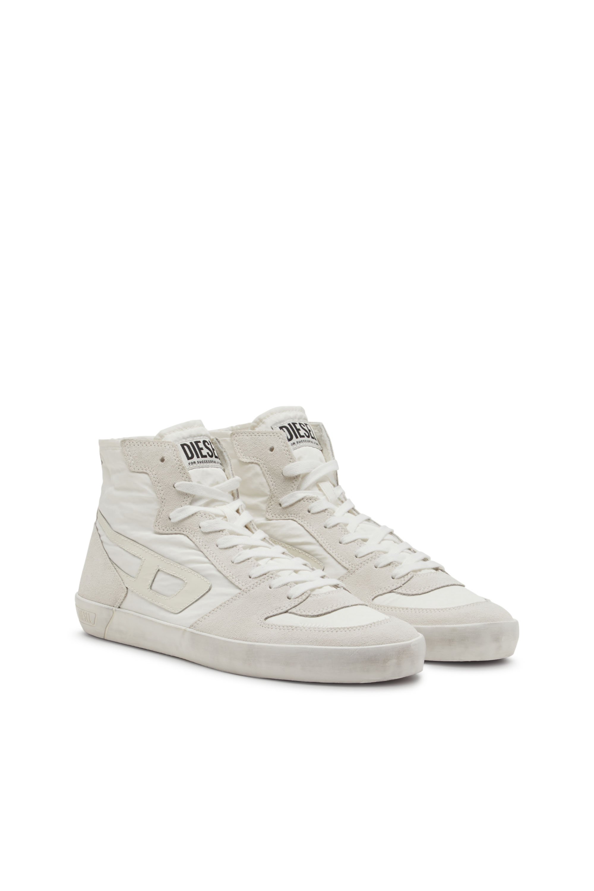 Diesel - S-LEROJI D-1 MID, S-Leroji D-Sneaker high-top in ripstop imbottito e suede Uomo in Bianco - 2