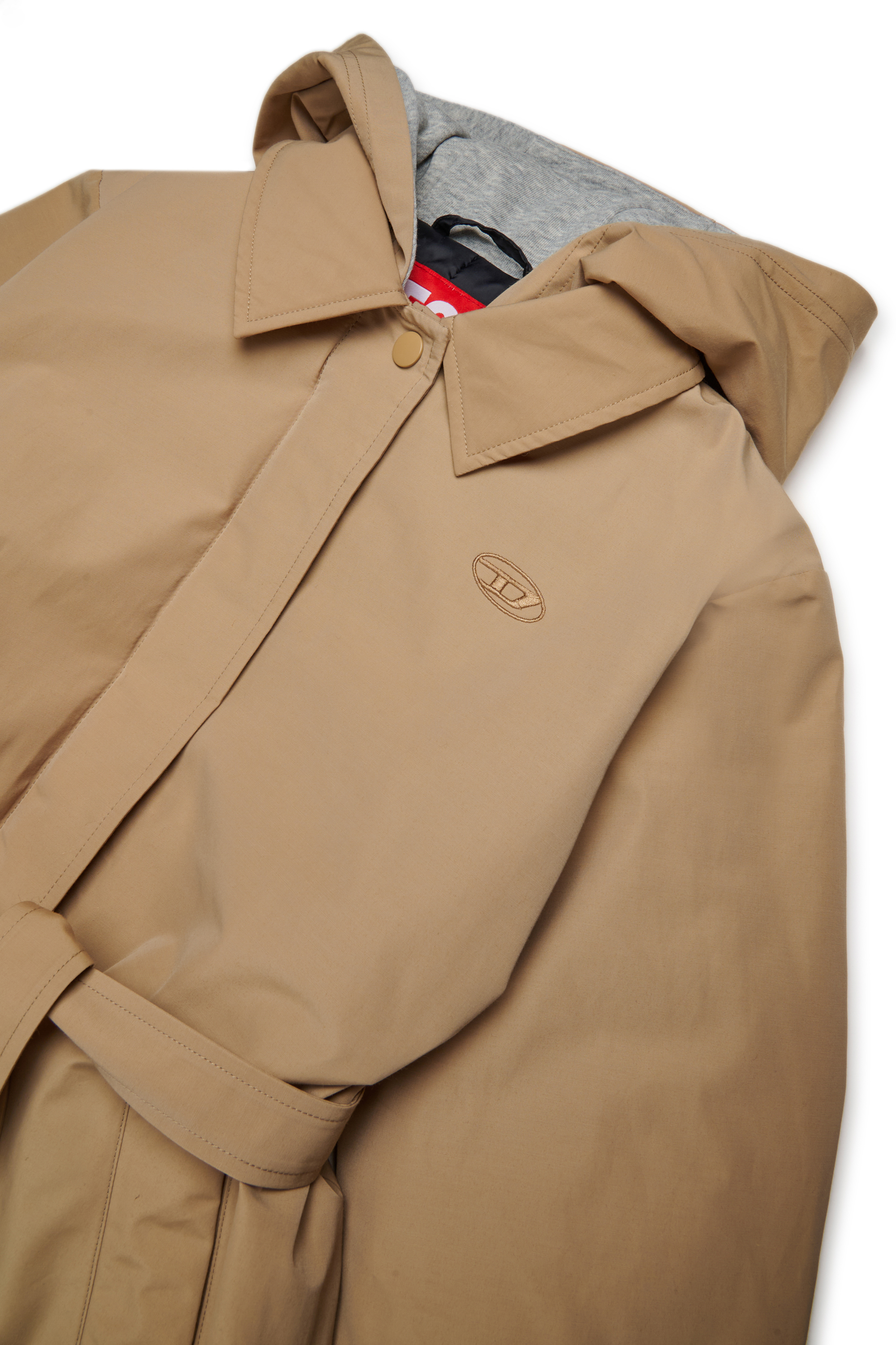 Diesel - JMARLONFEM, Trench in misto cotone con cappuccio Donna in Marrone - 3