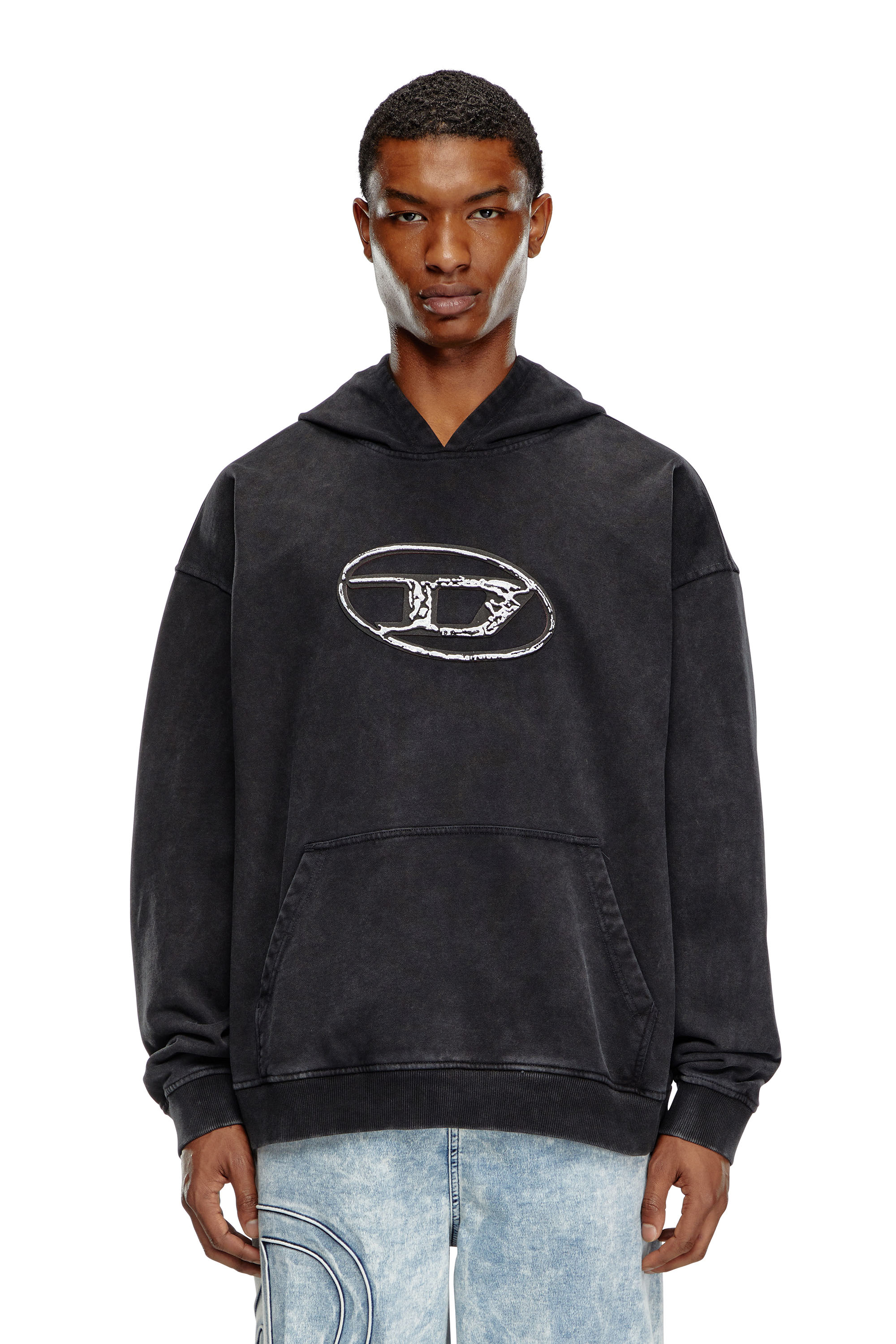 Diesel - S-BOXT-HOOD-Q7, Uomo Hoodie con stampa logo a strati in Nero - Image 1
