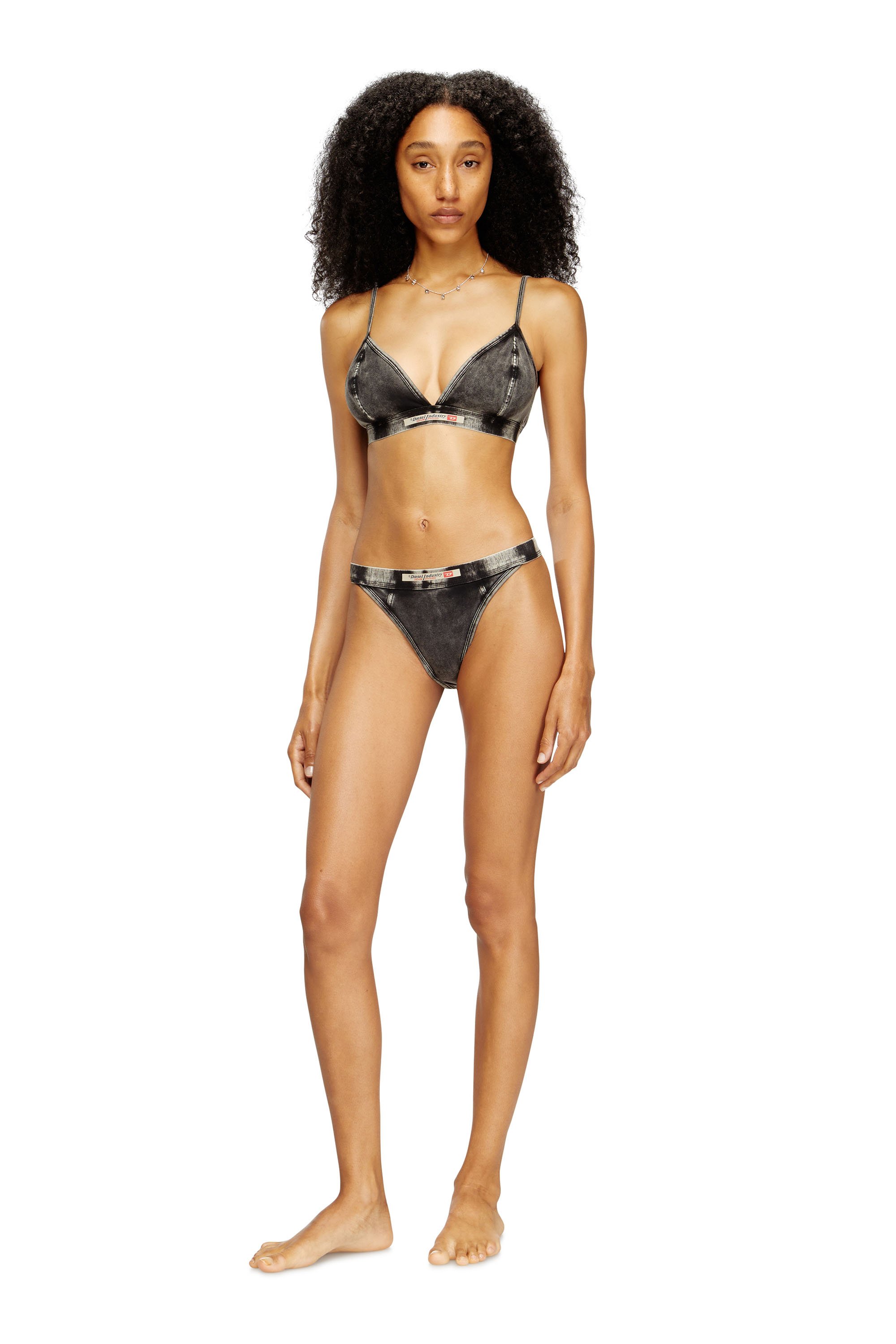 Diesel - SCILLA-DNM, Reggiseno a triangolo effetto denim Donna in Grigio - 2