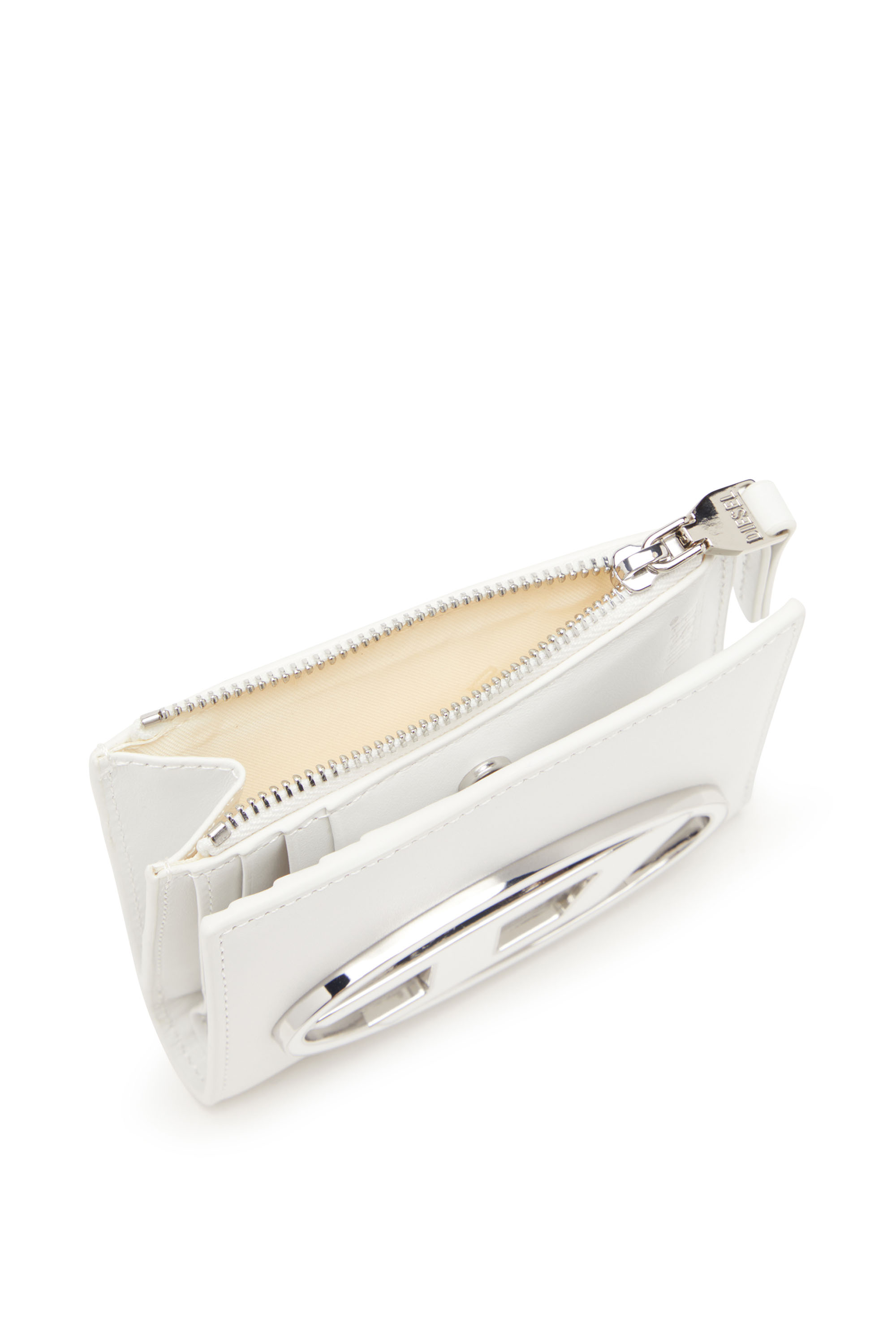 Diesel - 1DR BI-FOLD ZIP II, Portafoglio piccolo in pelle con placca logo Donna in Bianco - 4