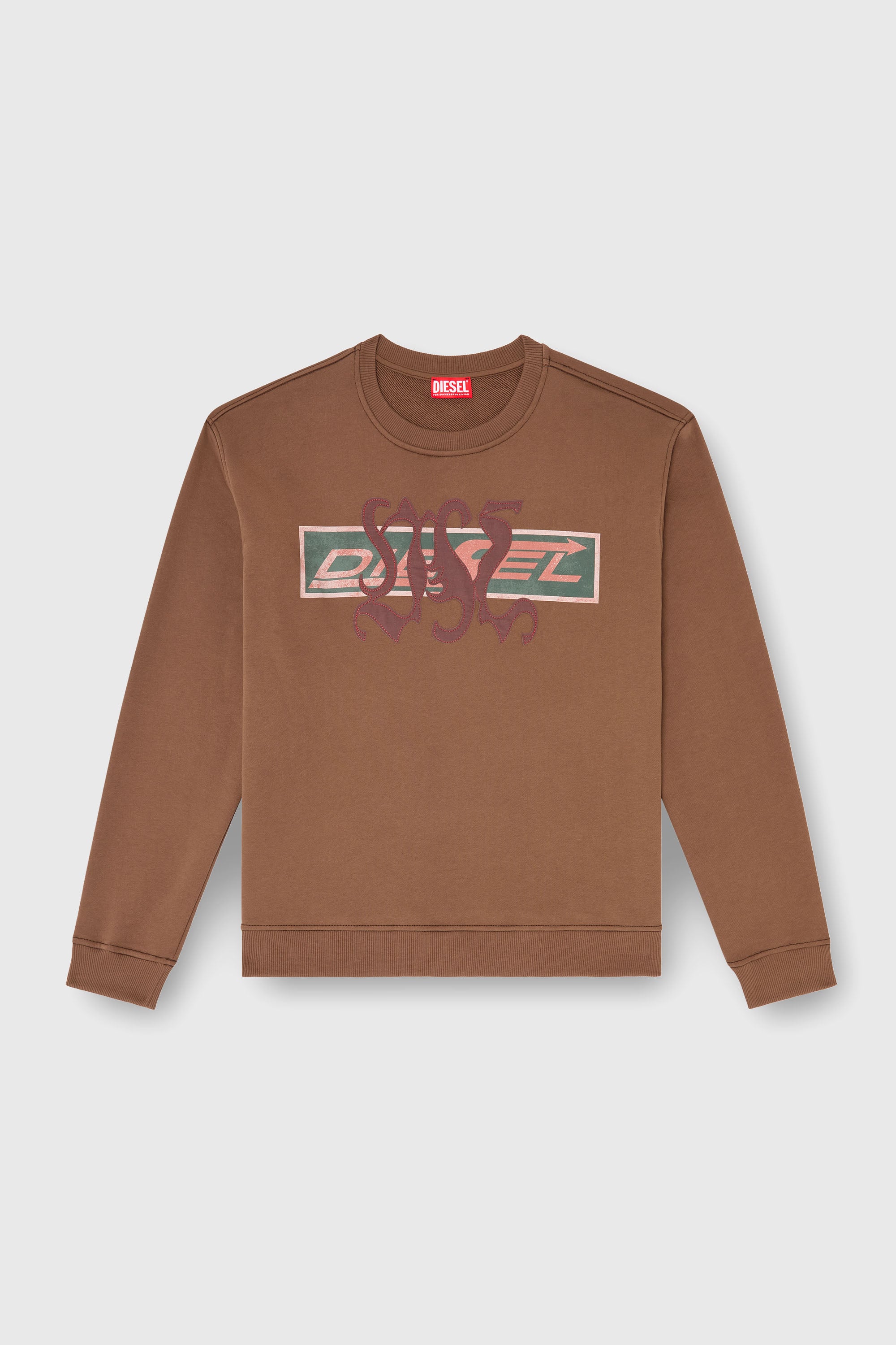 Diesel - S-NORM-AA6, Felpa con stampe grafiche e patch Uomo in Marrone - 2
