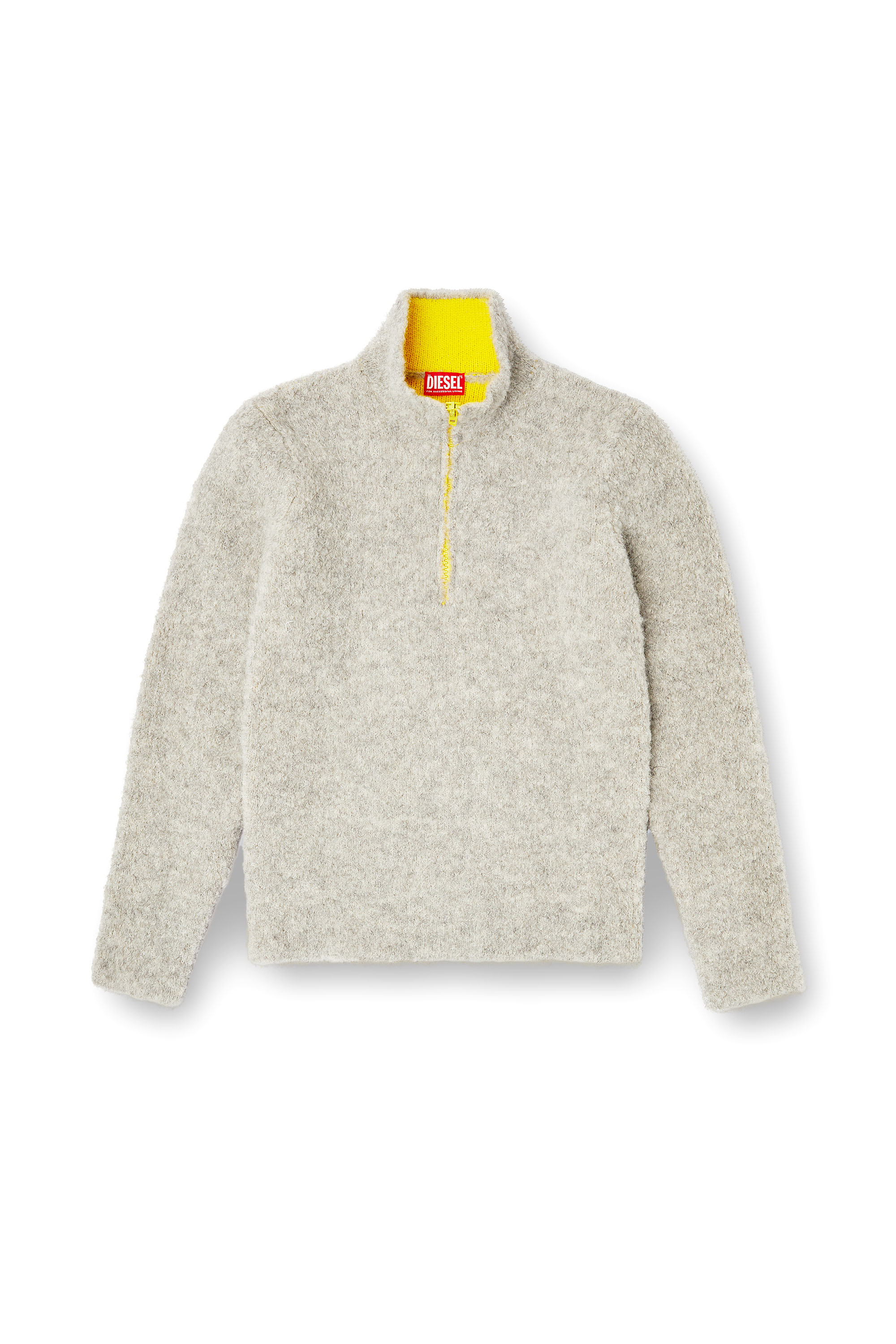 Diesel - K-ELLER, Maglia a mezza zip con interno a contrasto Uomo in Grigio - 2