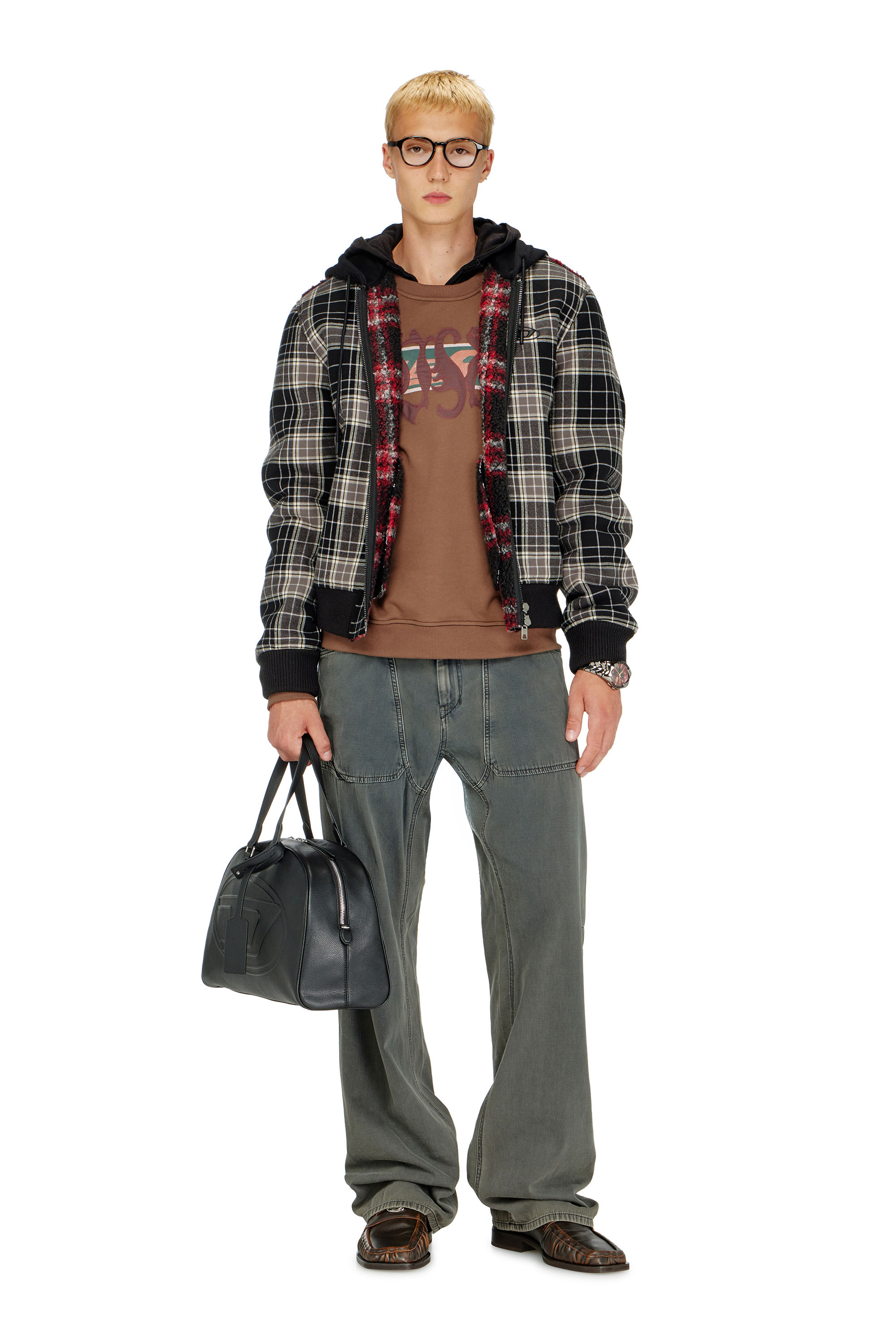 Diesel - S-NORM-AA6, Felpa con stampe grafiche e patch Uomo in Marrone - 2