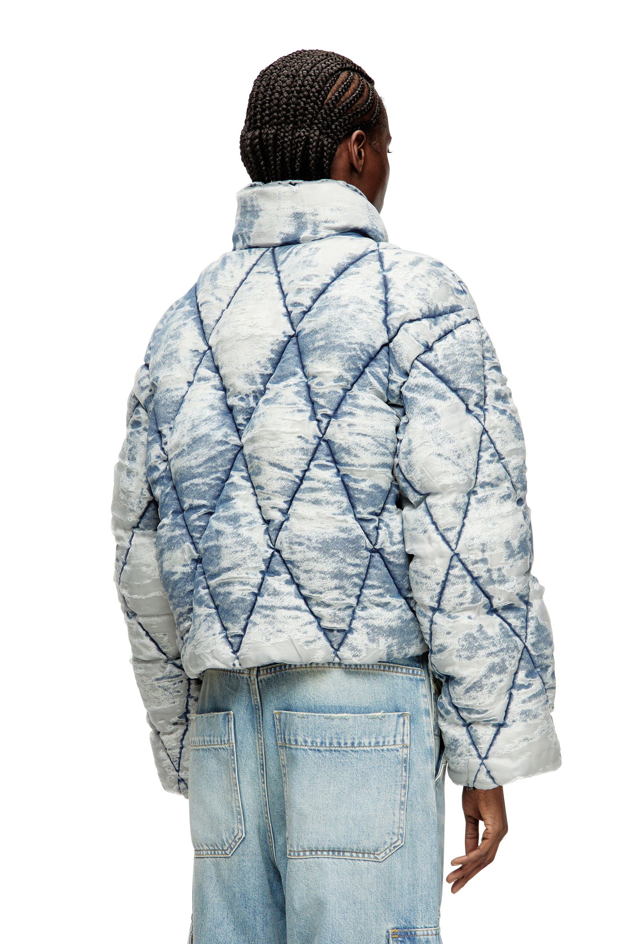 Diesel - W-HISTEL, Piumino trapuntato a rombi effetto dévoré Donna in Blu - 4