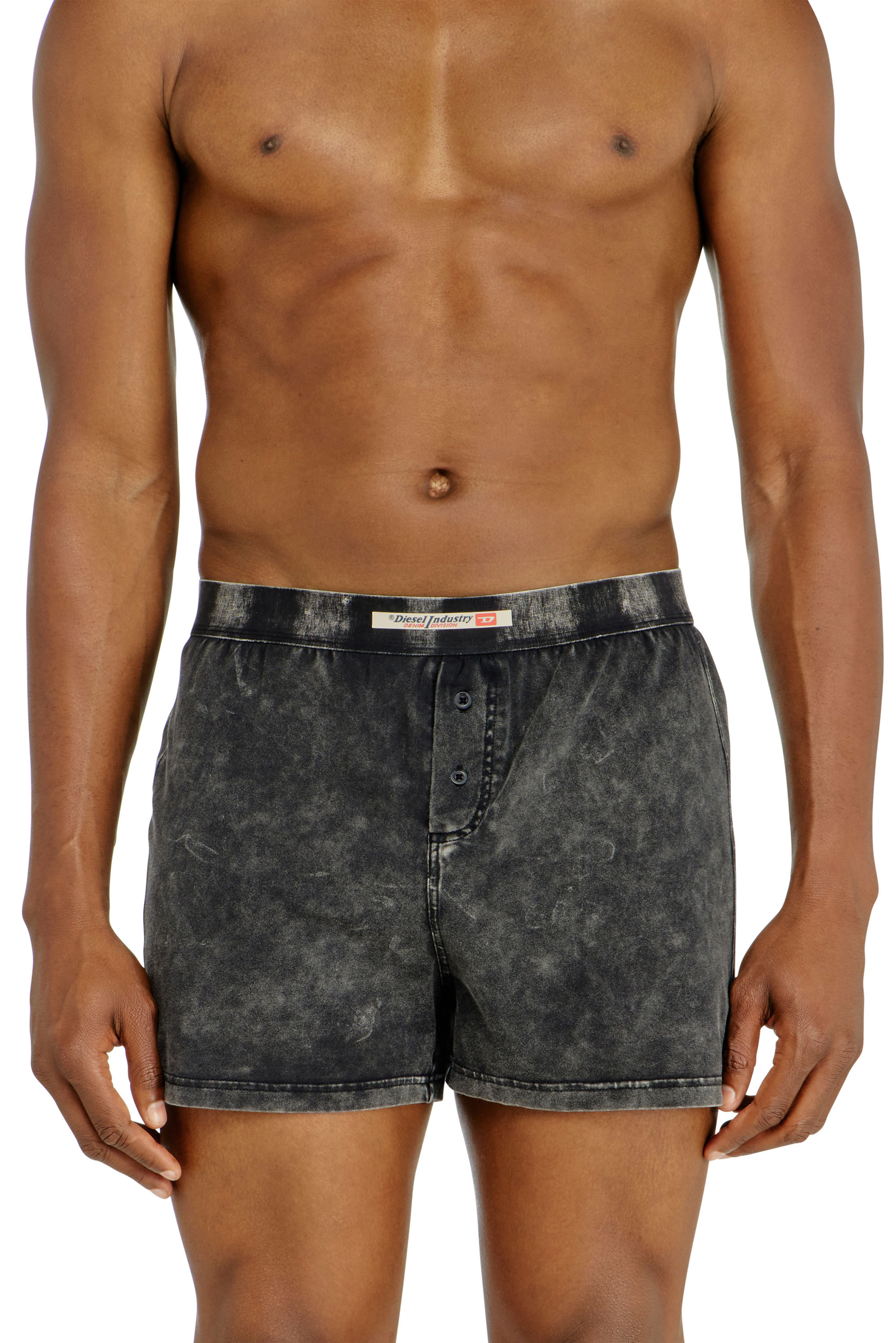 Diesel - STARPER-EL-DNM, Boxer lungo in cotone effetto denim Uomo in Grigio - 2