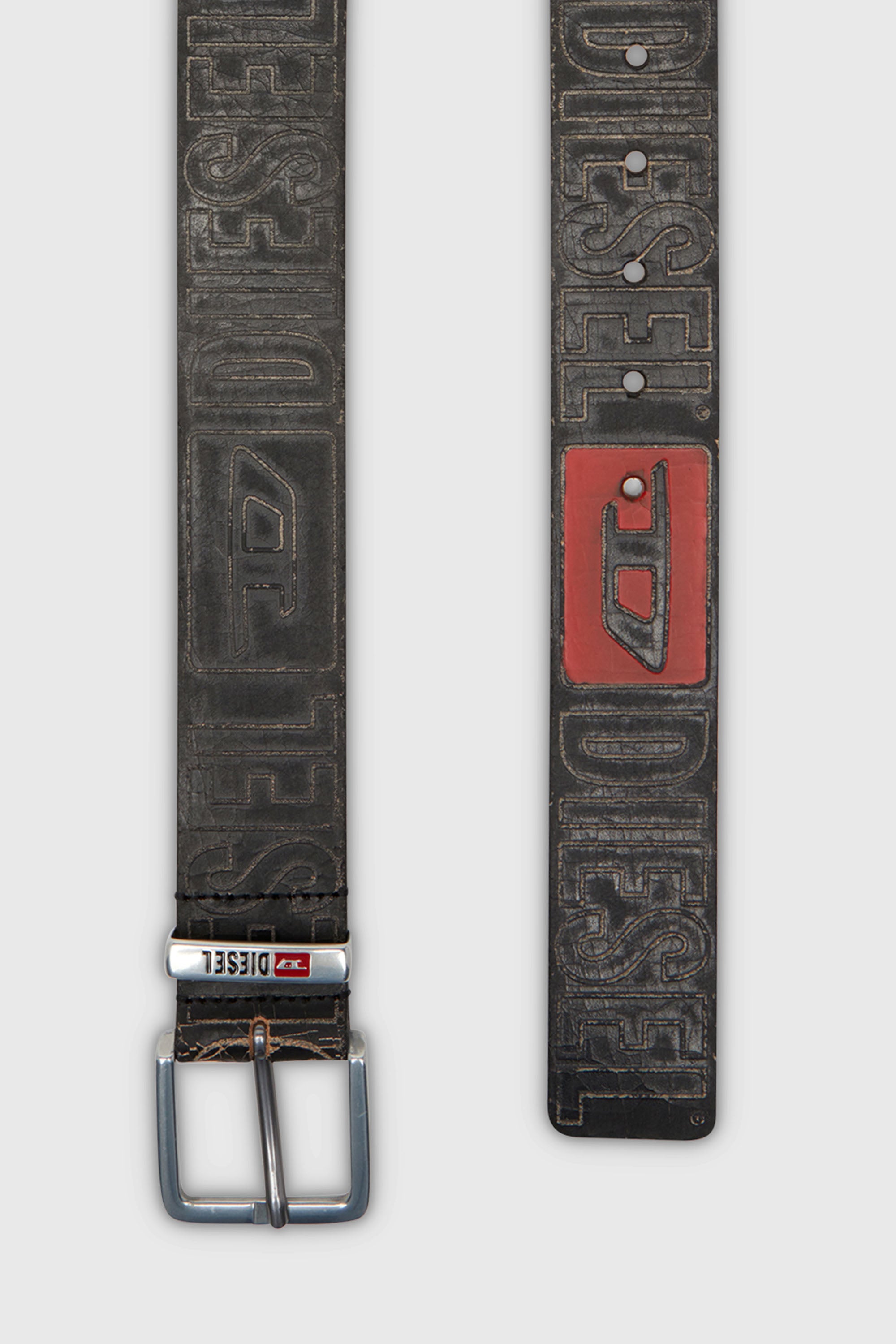 Diesel - B-BISCOTTO OUTLINE, Cintura 4 cm in pelle con logo Uomo in Nero - 2