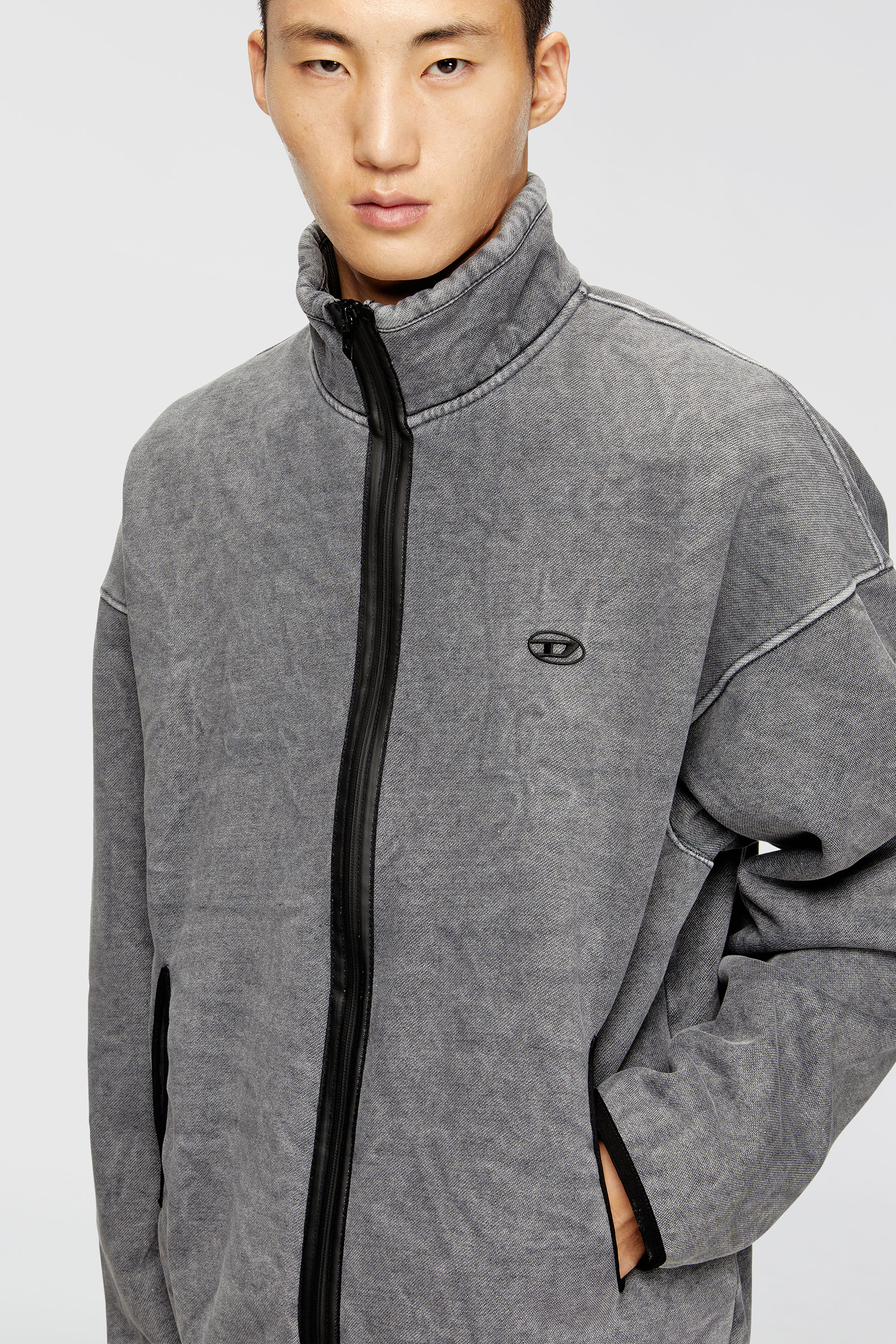 Diesel - S-BATY-NEW, Felpa con chiusura a zip e rivestimento interno Uomo in Grigio - 5
