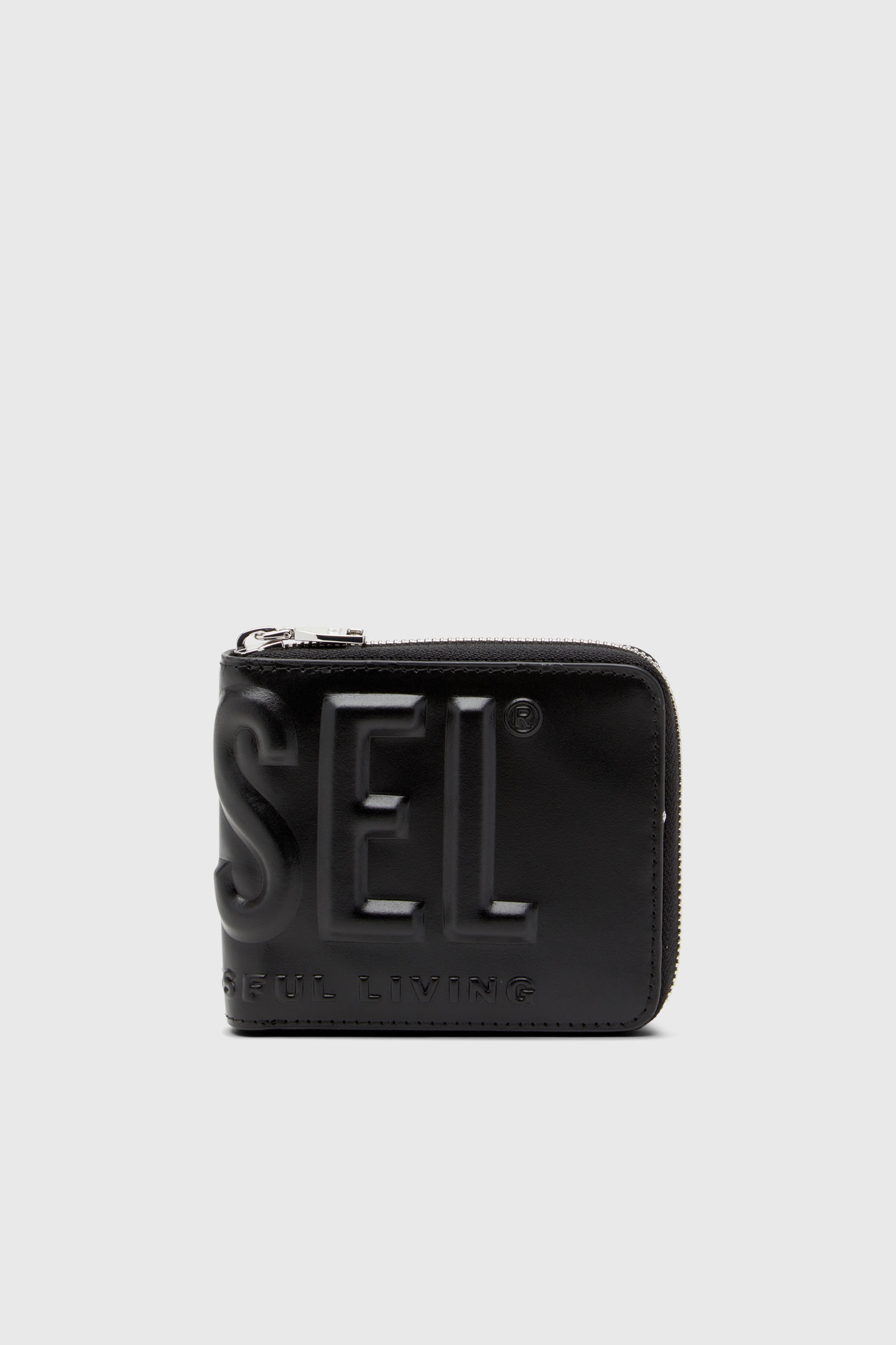 Diesel - DSL 3D- BI FOLD COIN ZIP XS, Portafoglio con zip in pelle con logo a rilievo Uomo in Nero - 1