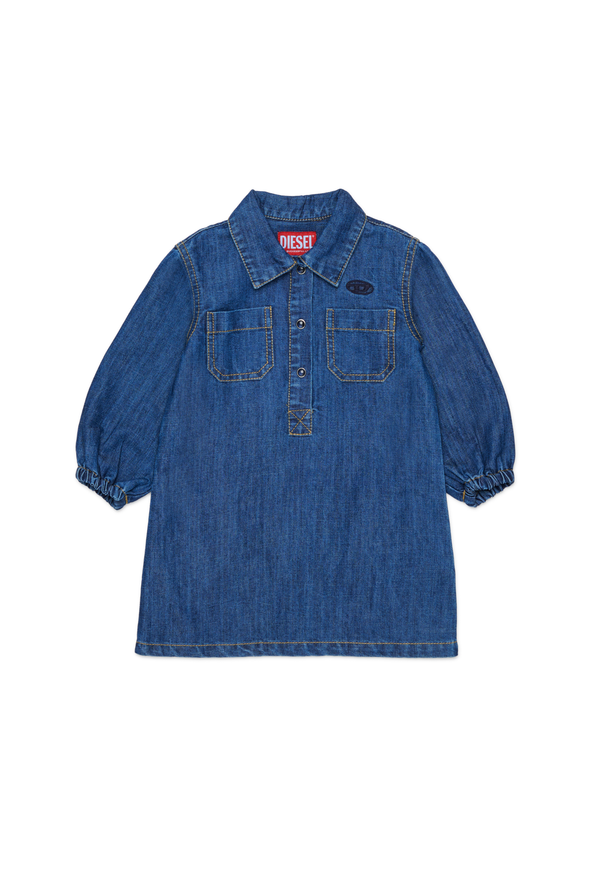 Diesel - DELBIB, Abito camicia in denim con ricamo logo Oval D Donna in Blu - 1