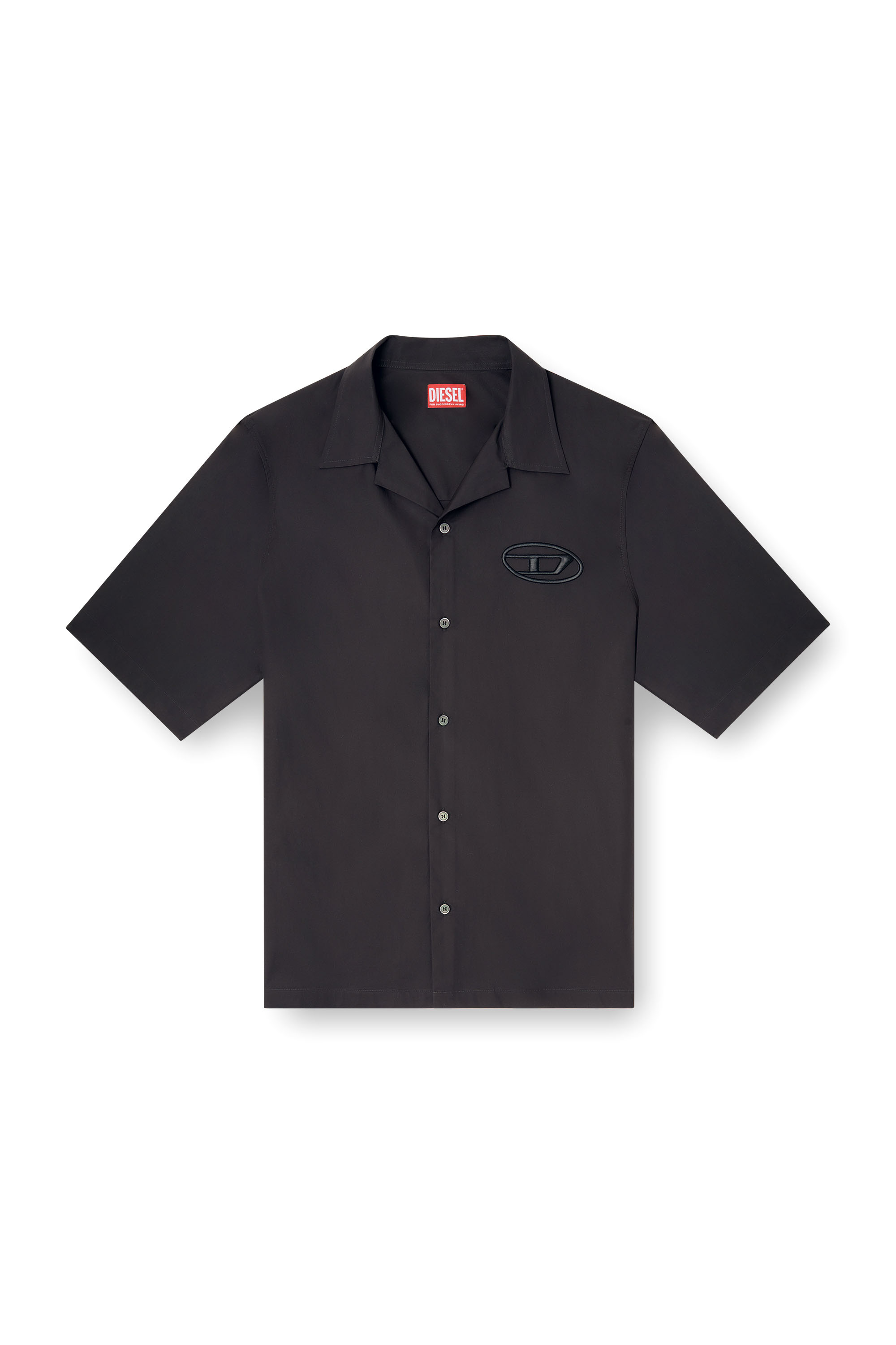Diesel - S-MAC-PCAL, Camicia bowling con logo Oval D Uomo in Nero - 3