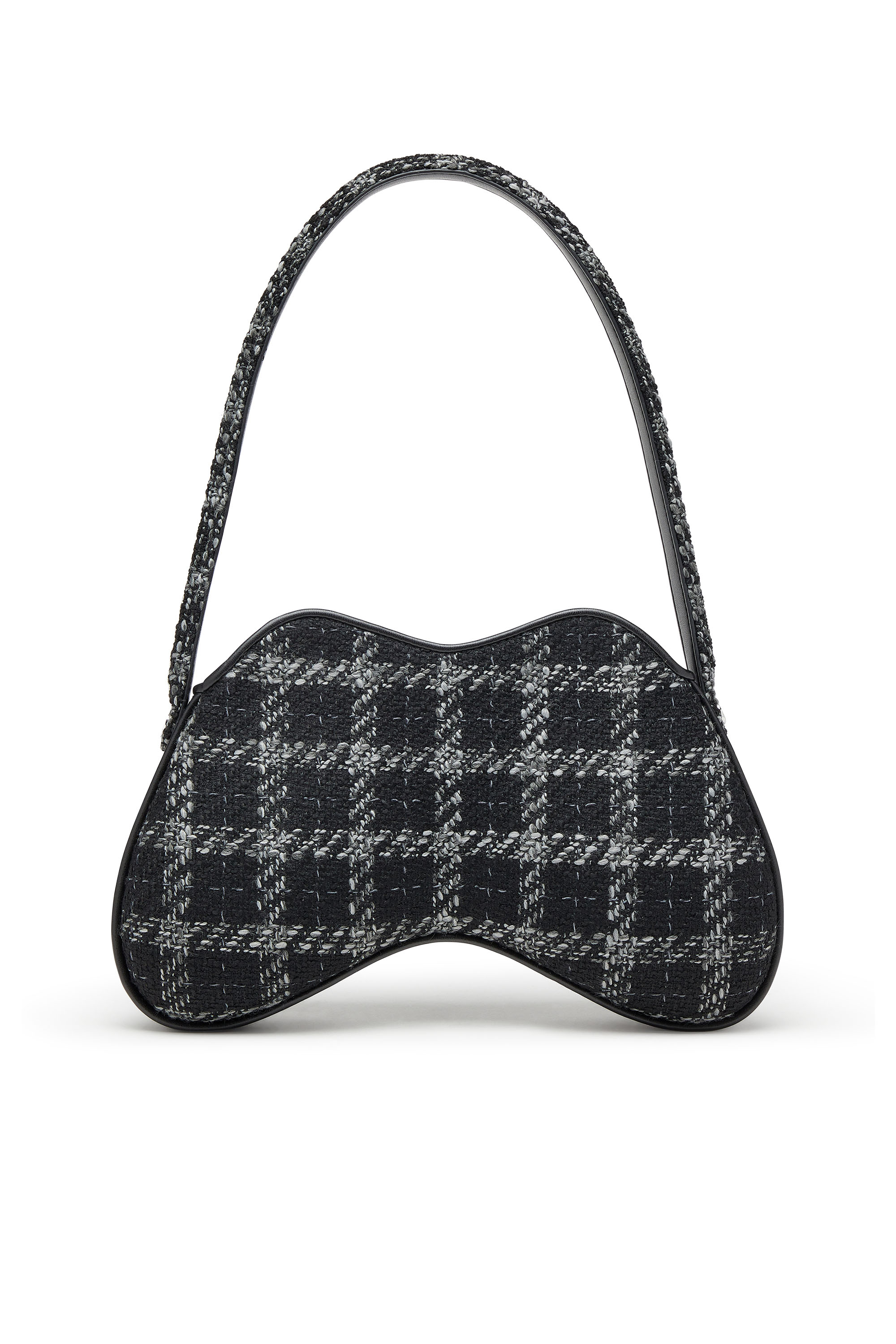 Diesel - DOUBLE-D SHOULDER, Double-D-Borsa a spalla con motivo pied-de-poule Donna in Nero - 4