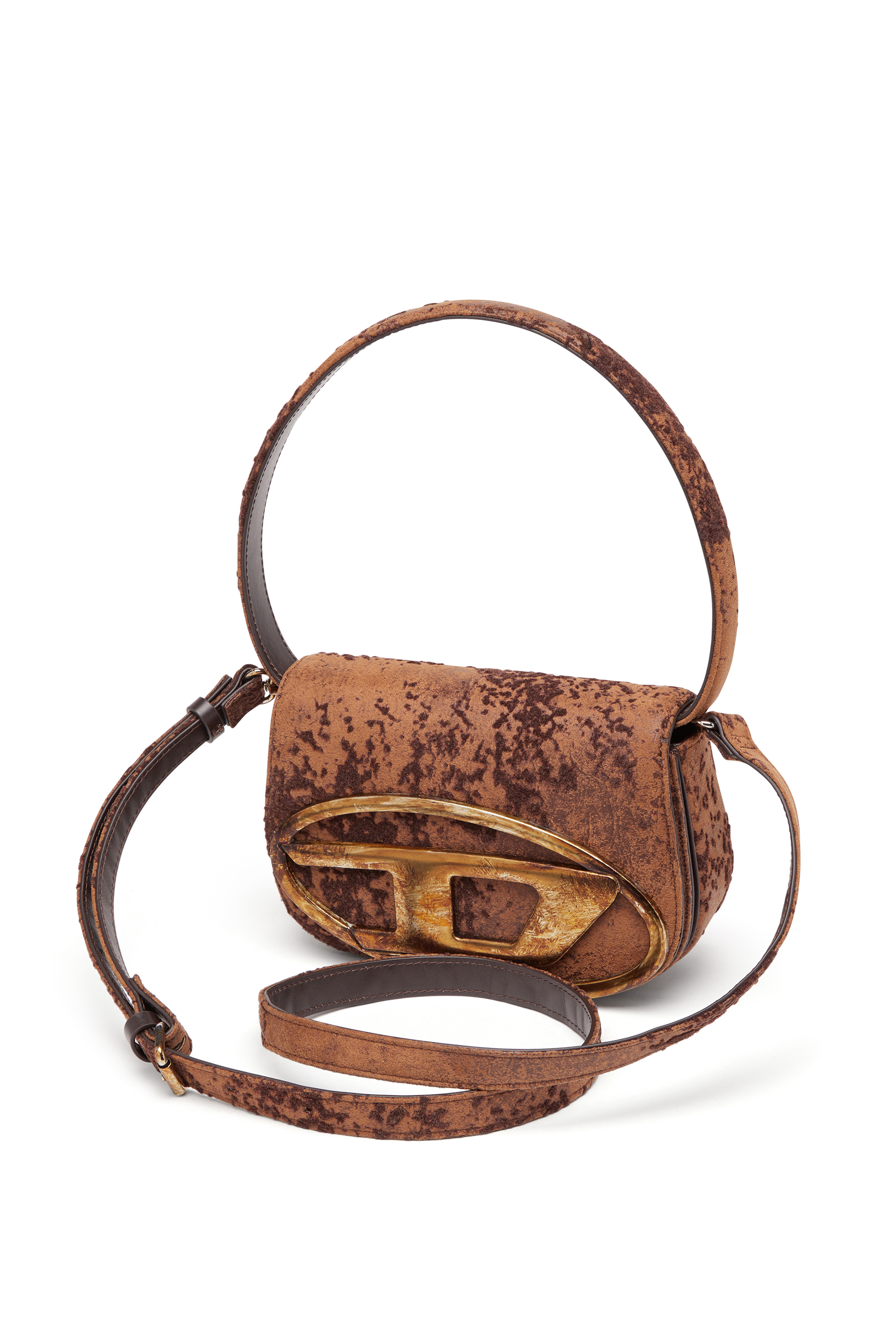 Diesel - 1DR, 1DR-Iconica borsa a spalla in tessuto floccato Donna in Marrone - 6