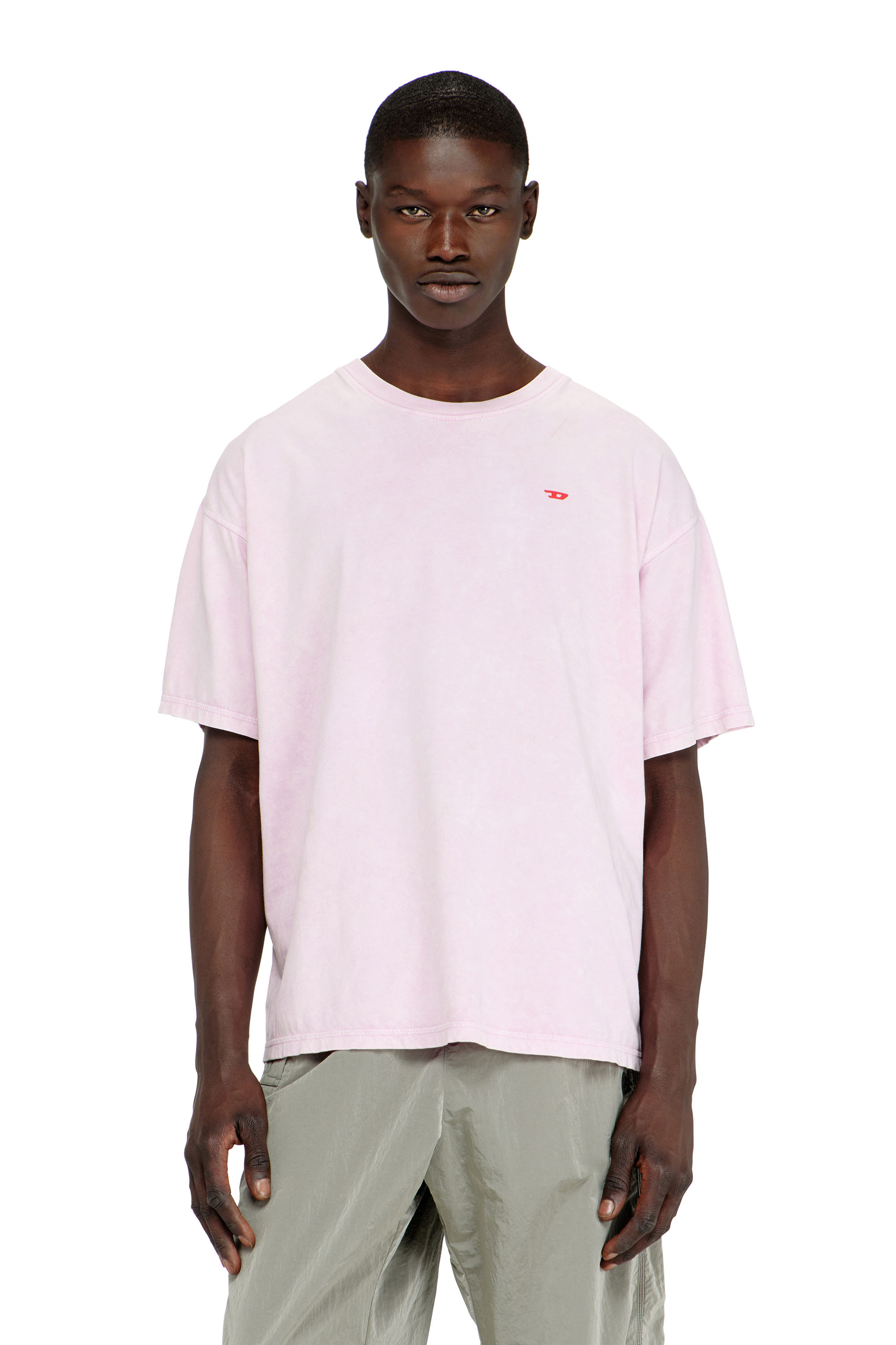Diesel - T-BOXT-AA14, T-shirt in cotone con effetto lavorato Uomo in Rosa - 1