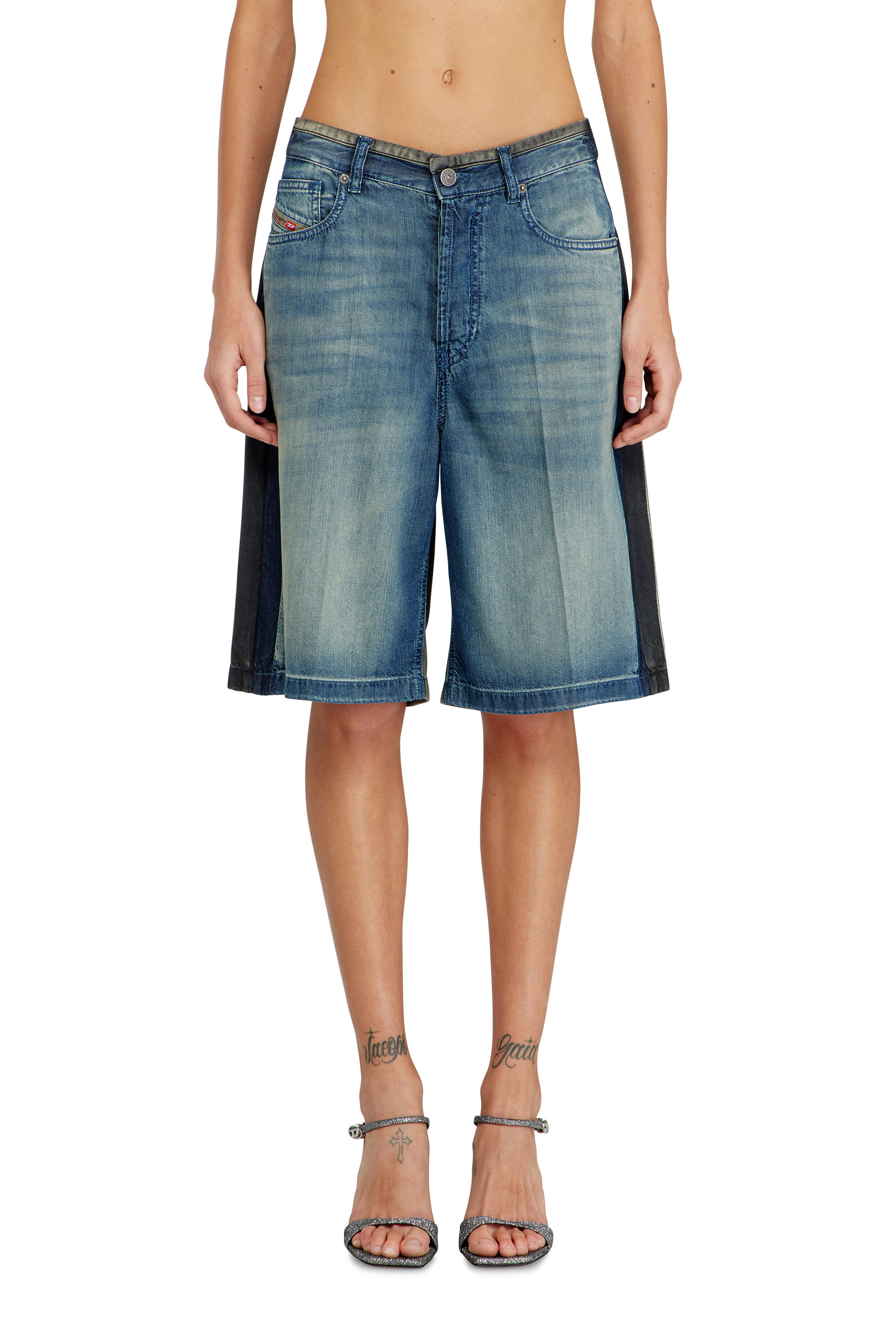 Diesel - DE-SIRE-SHORT-S1, Woman's Denim bermuda shorts in contrast washes in null - 1