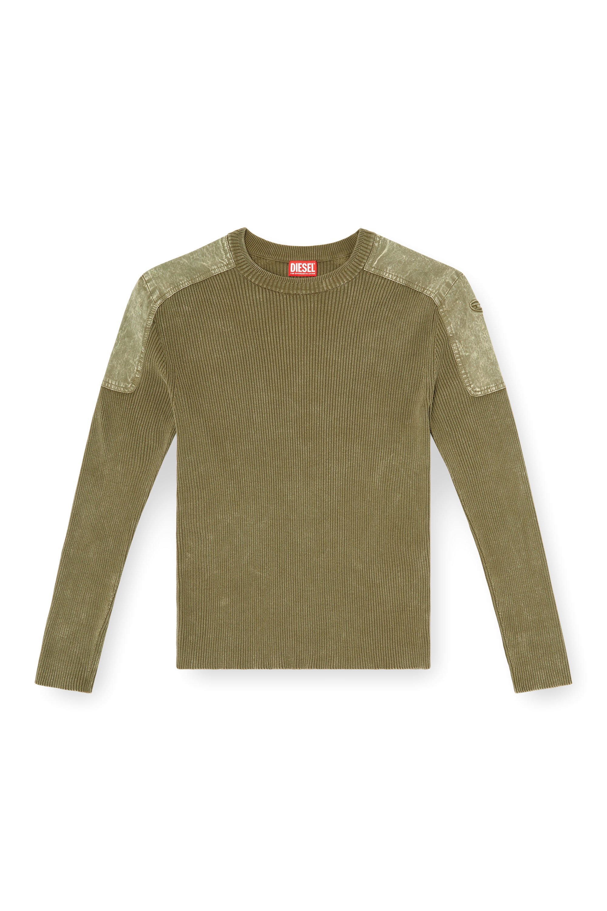 Diesel - K-MARTIN, Maglia con spalle a contrasto Uomo in Verde - 3