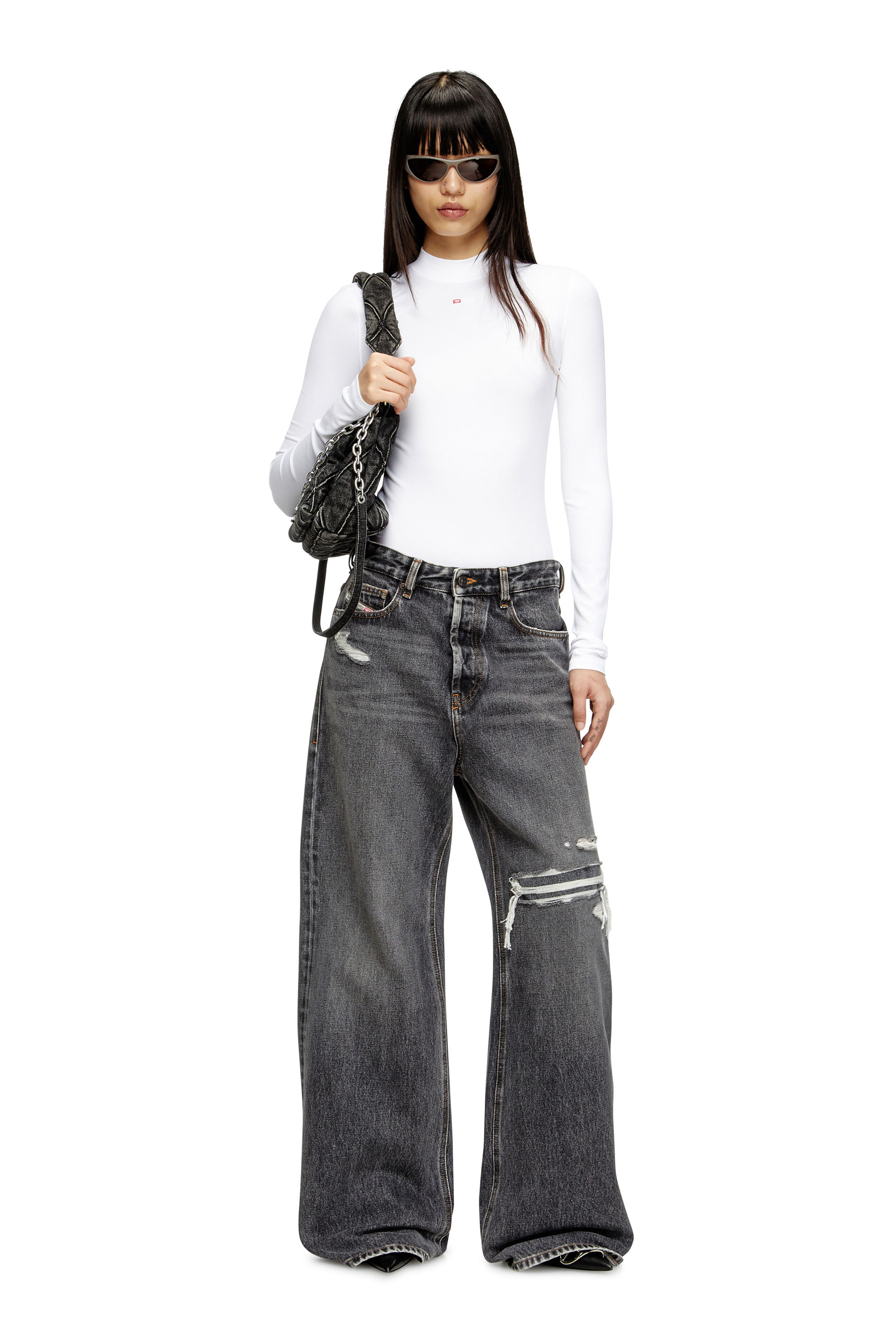 Diesel - Relaxed Jeans 1996 D-Sire 007F6 Donna, Nero/Grigio scuro - Image 2