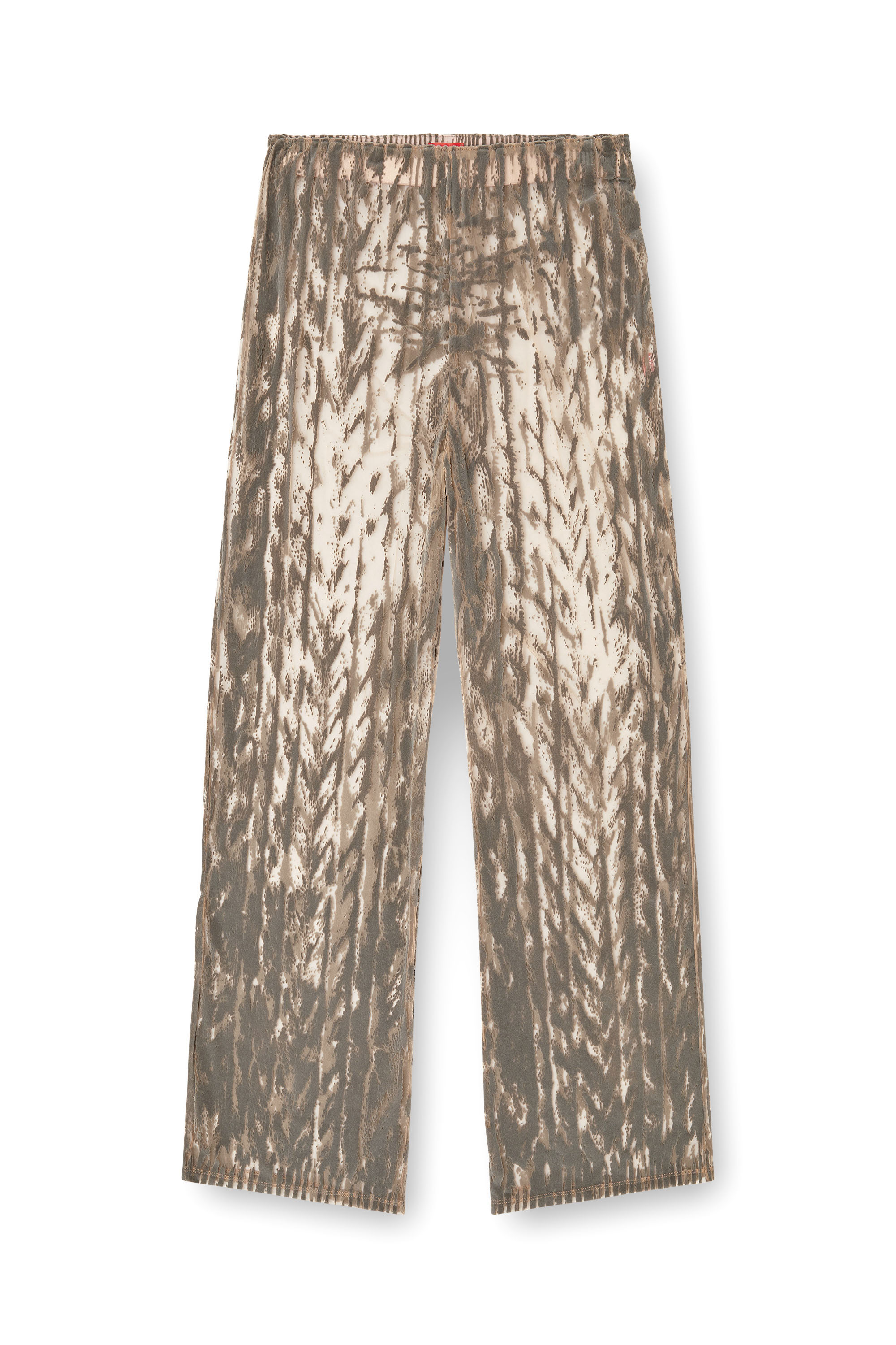 Diesel - P-EGASO, Pantaloni in tulle con stampa intrecciata floccata Uomo in Grigio - 3