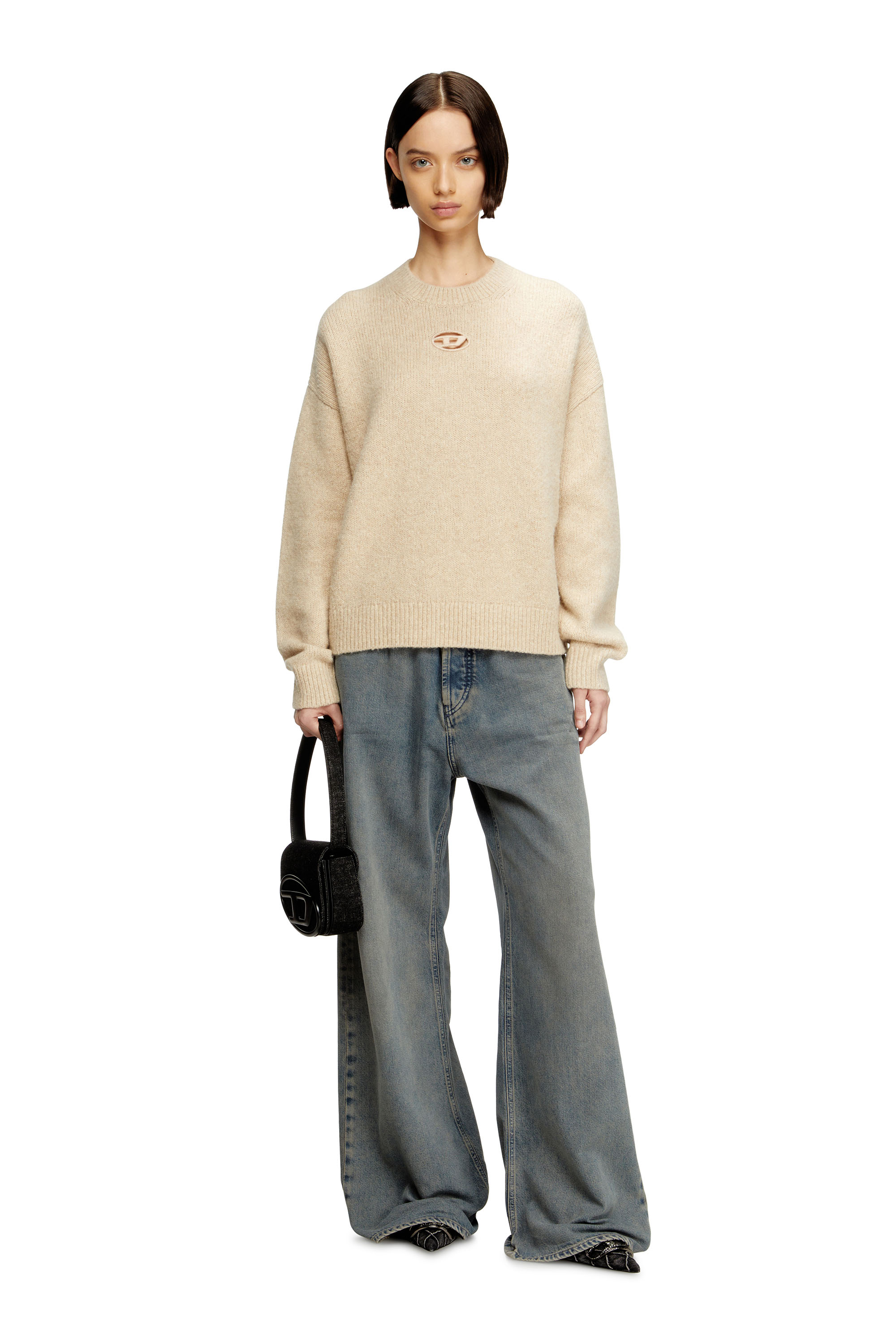 Diesel - M-AREETA, Maglia in misto lana e alpaca Donna in Beige - 2