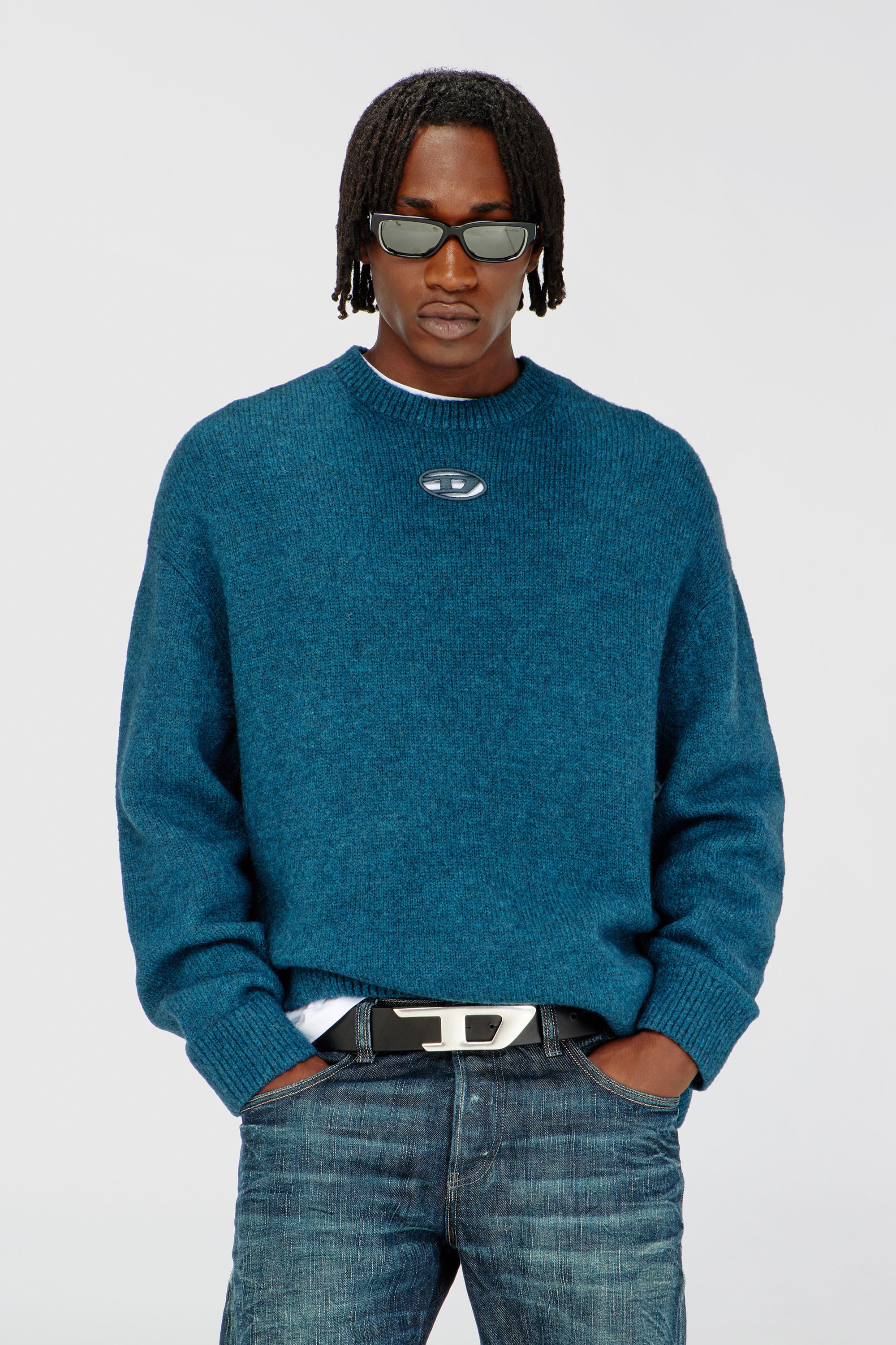 Diesel - K-AREESO, Maglia in misto lana e alpaca Uomo in Verde - 1