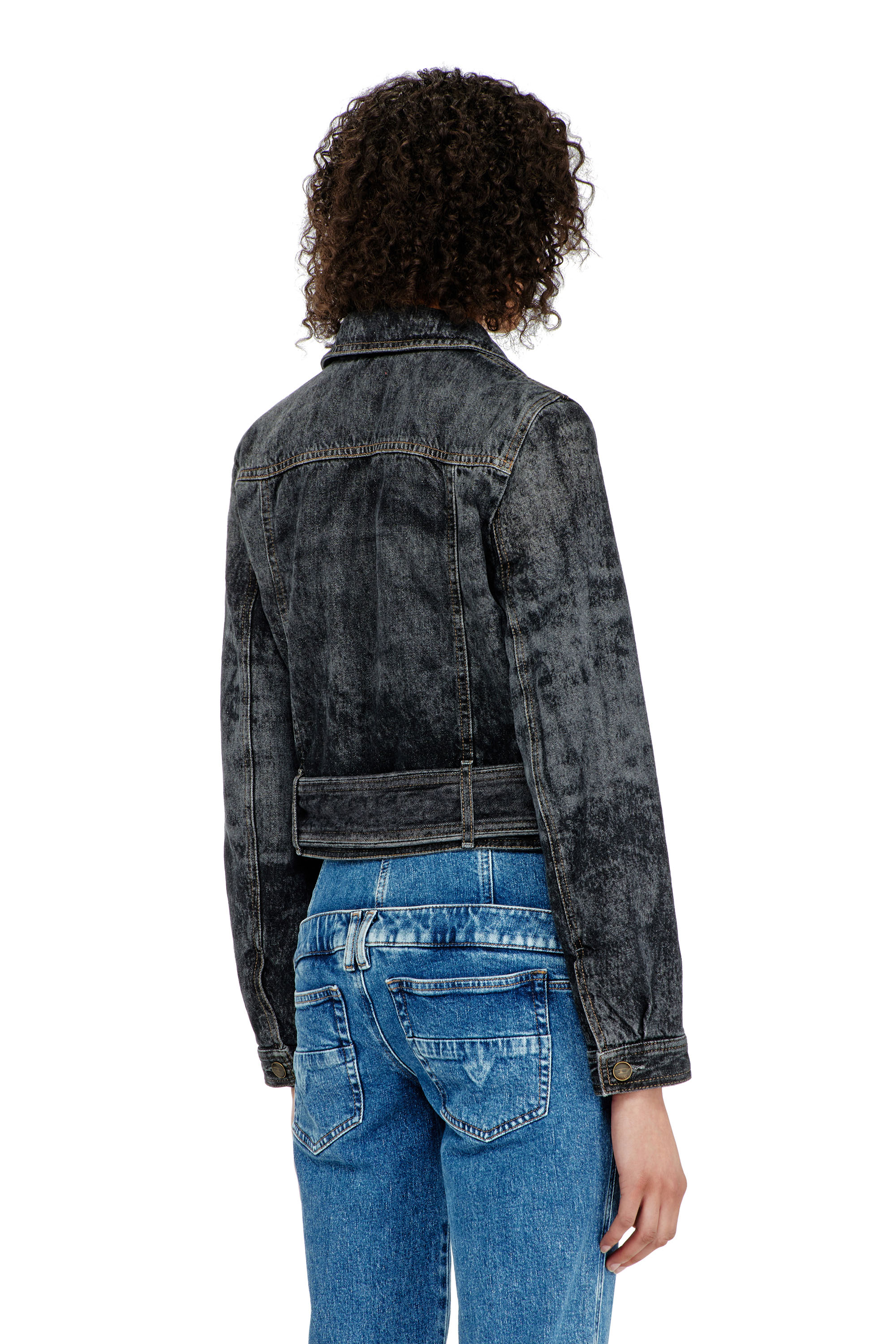 Diesel - DE-LEGEND-S, Giacca cropped in denim con cintura Donna in Nero - 3