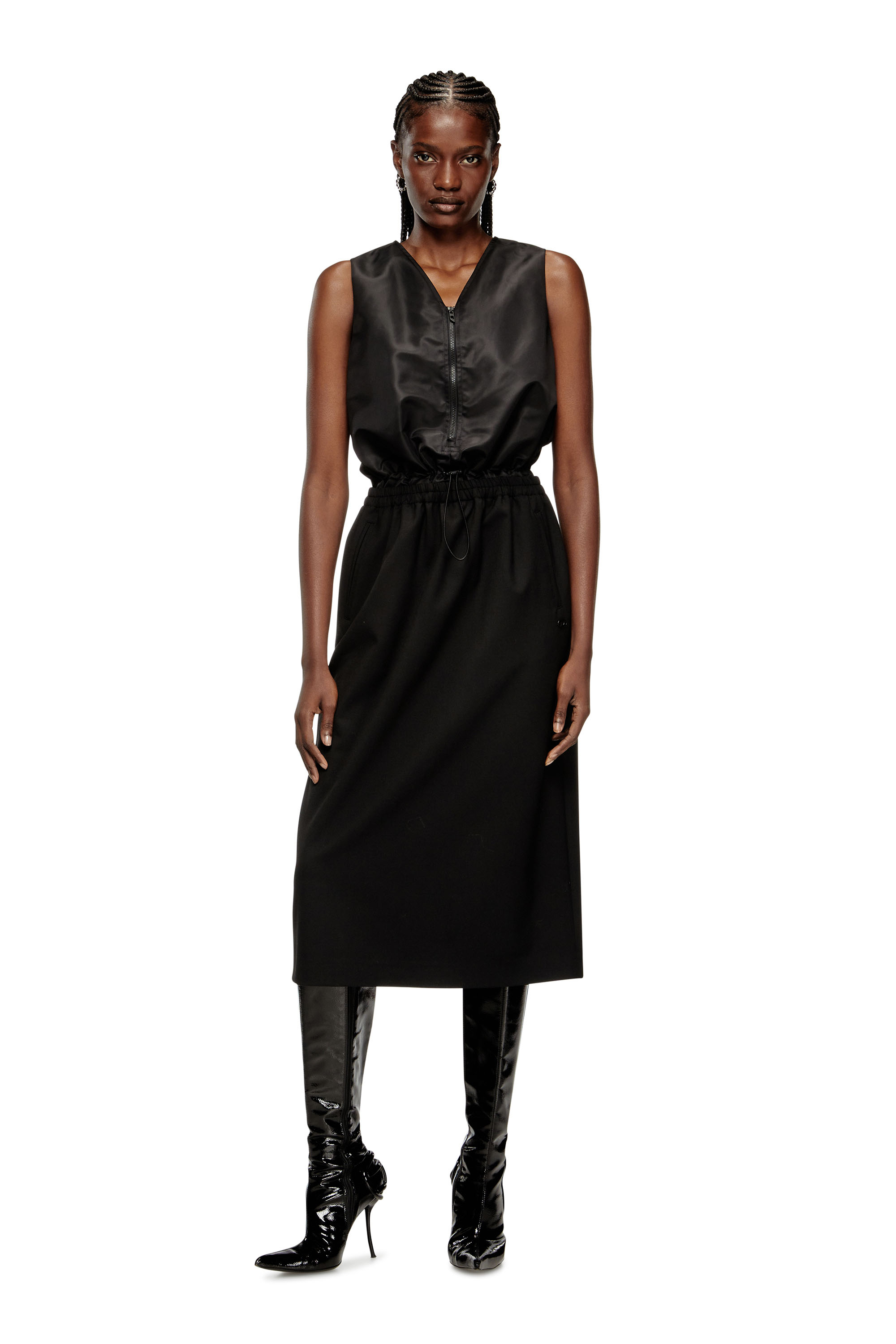 Diesel - D-RUID-R2, Abito midi con gonna in lana Donna in Nero - 3