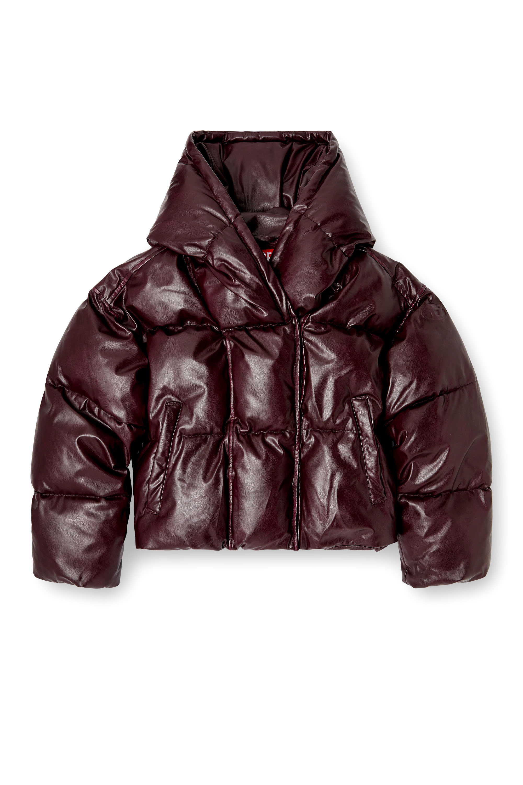 Diesel - FR-W-ILLEY, Piumino con cappuccio burgundy in tessuto coated Donna in Rosso - 2