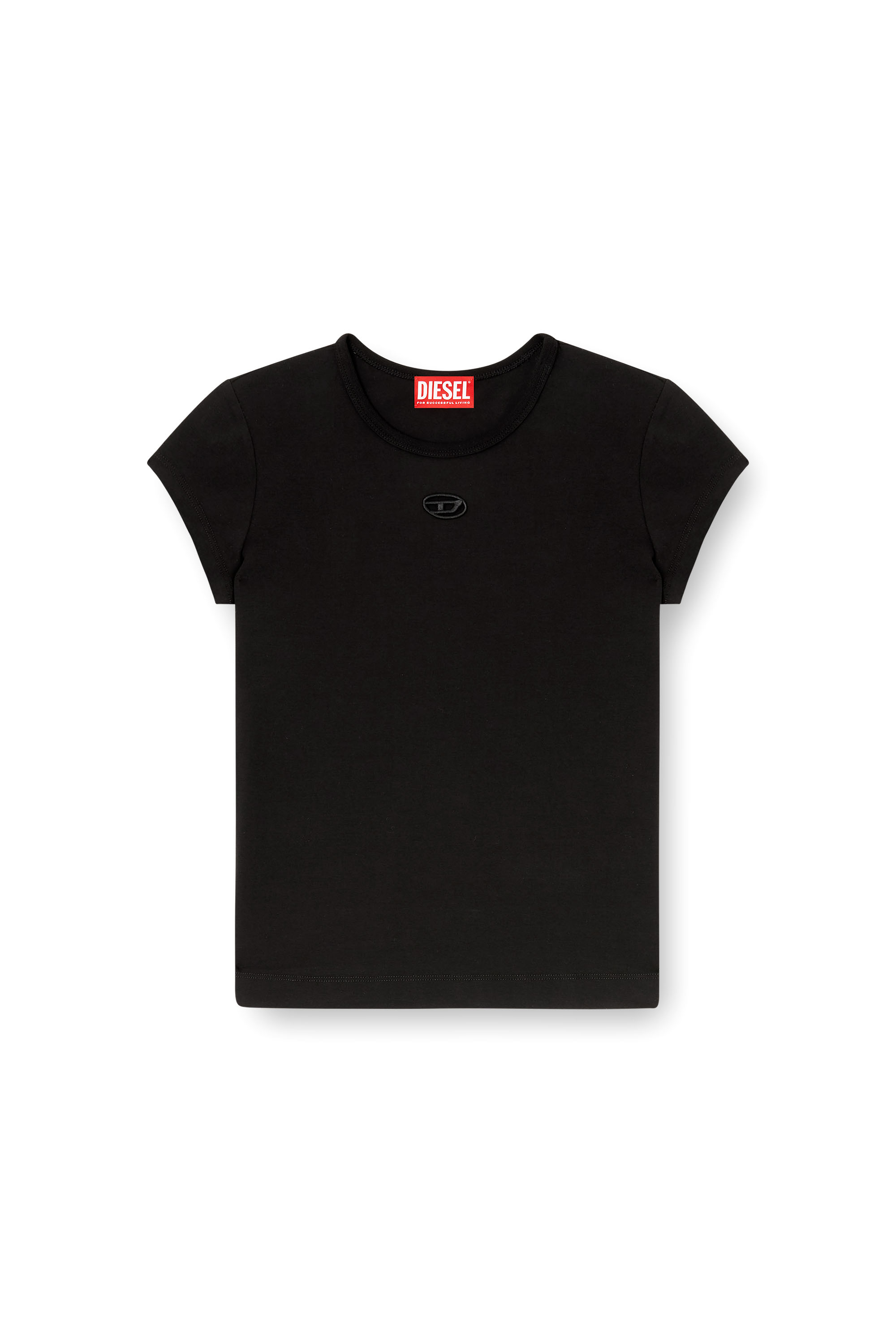 Diesel - T-ANGIE-OD, T-shirt con piccolo cut-out ricamato Donna in Nero - 3