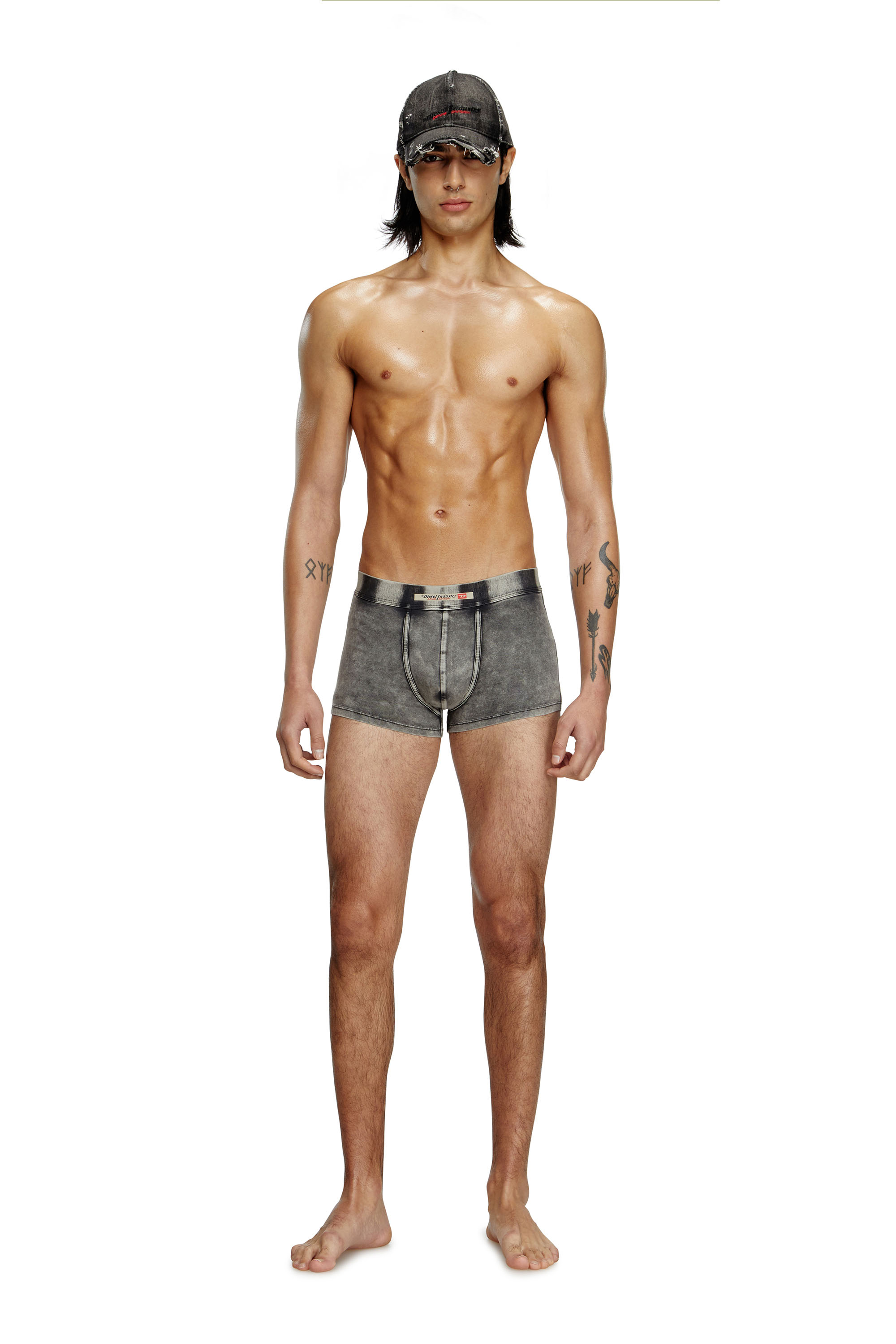 Diesel - UMBX-DAMIEN-H, Boxer in cotone effetto denim Uomo in Nero - 1